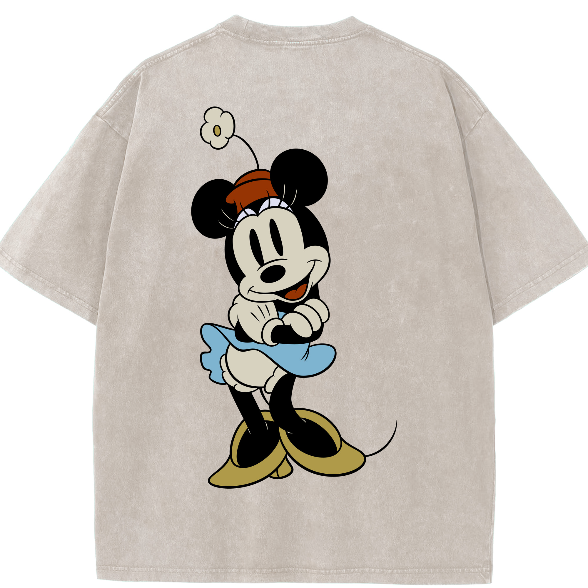 （画像用） ミッキーマウス Mickey Mouse 綿100% ヴィンテージ風 半袖Tシャツ（背面プリント）