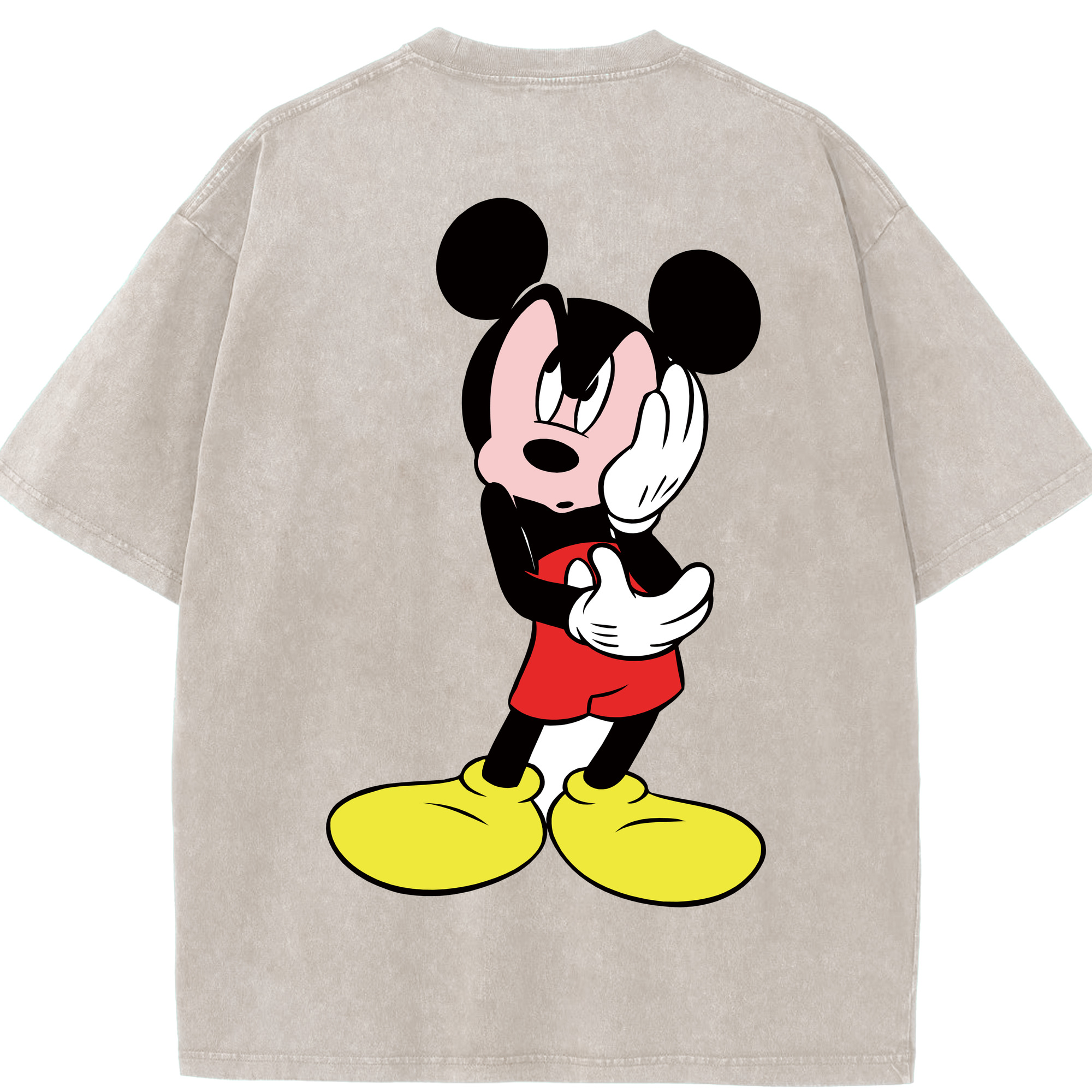 （画像用） ミッキーマウス Mickey Mouse 綿100% ヴィンテージ風 半袖Tシャツ（背面プリント）