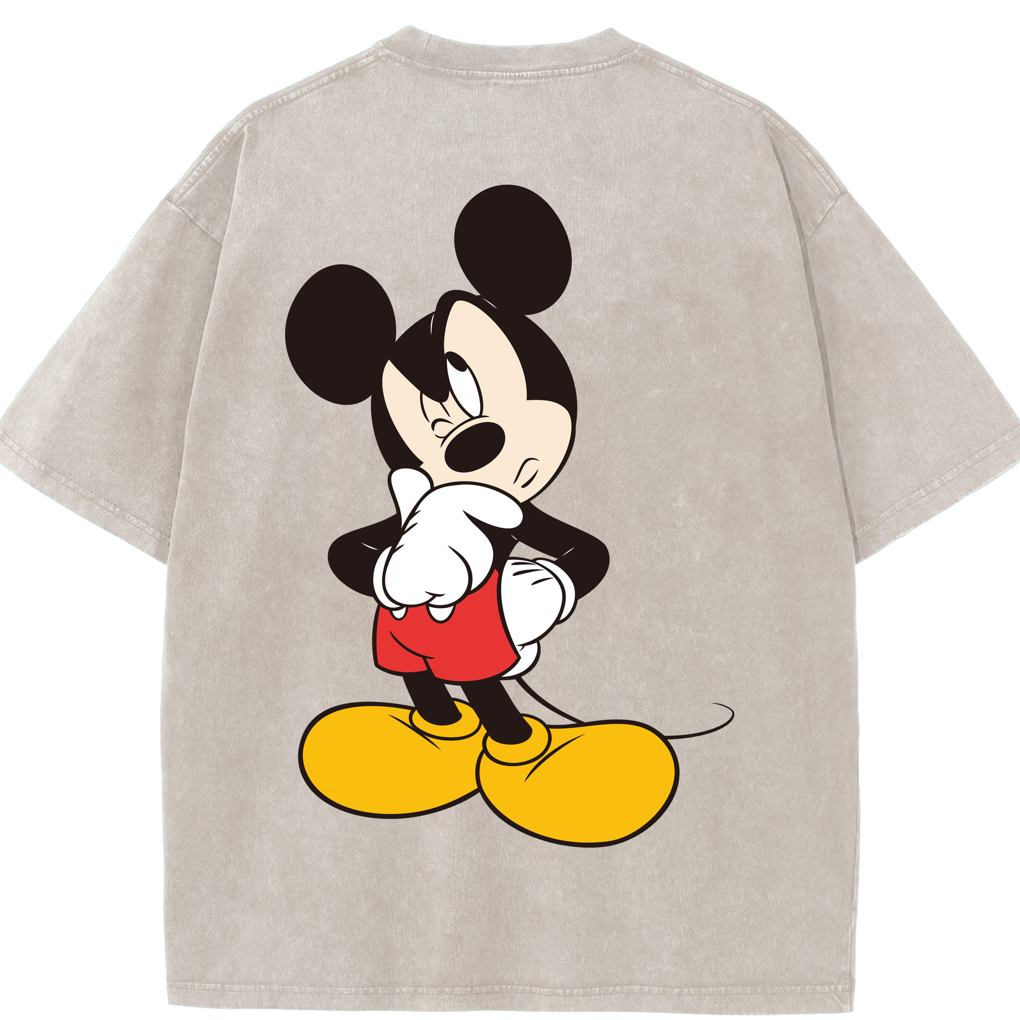 （画像用） ミッキーマウス Mickey Mouse 綿100% ヴィンテージ風 半袖Tシャツ（背面プリント）
