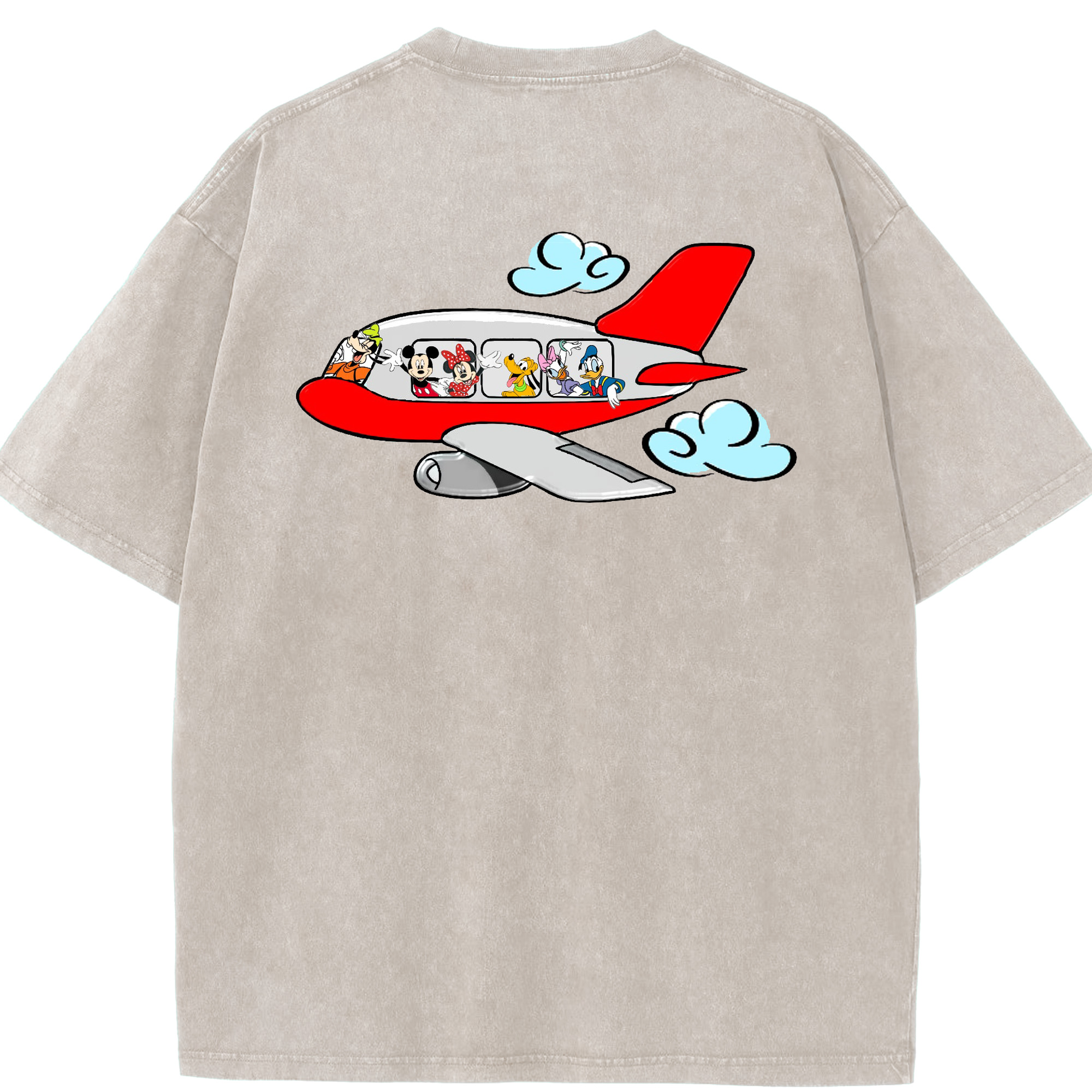 （画像用） ミッキーマウス Mickey Mouse 綿100% ヴィンテージ風 半袖Tシャツ（背面プリント）
