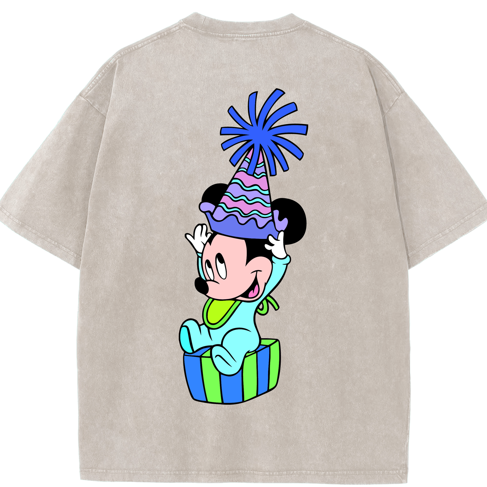 （画像用） ミッキーマウス Mickey Mouse 綿100% ヴィンテージ風 半袖Tシャツ（背面プリント）