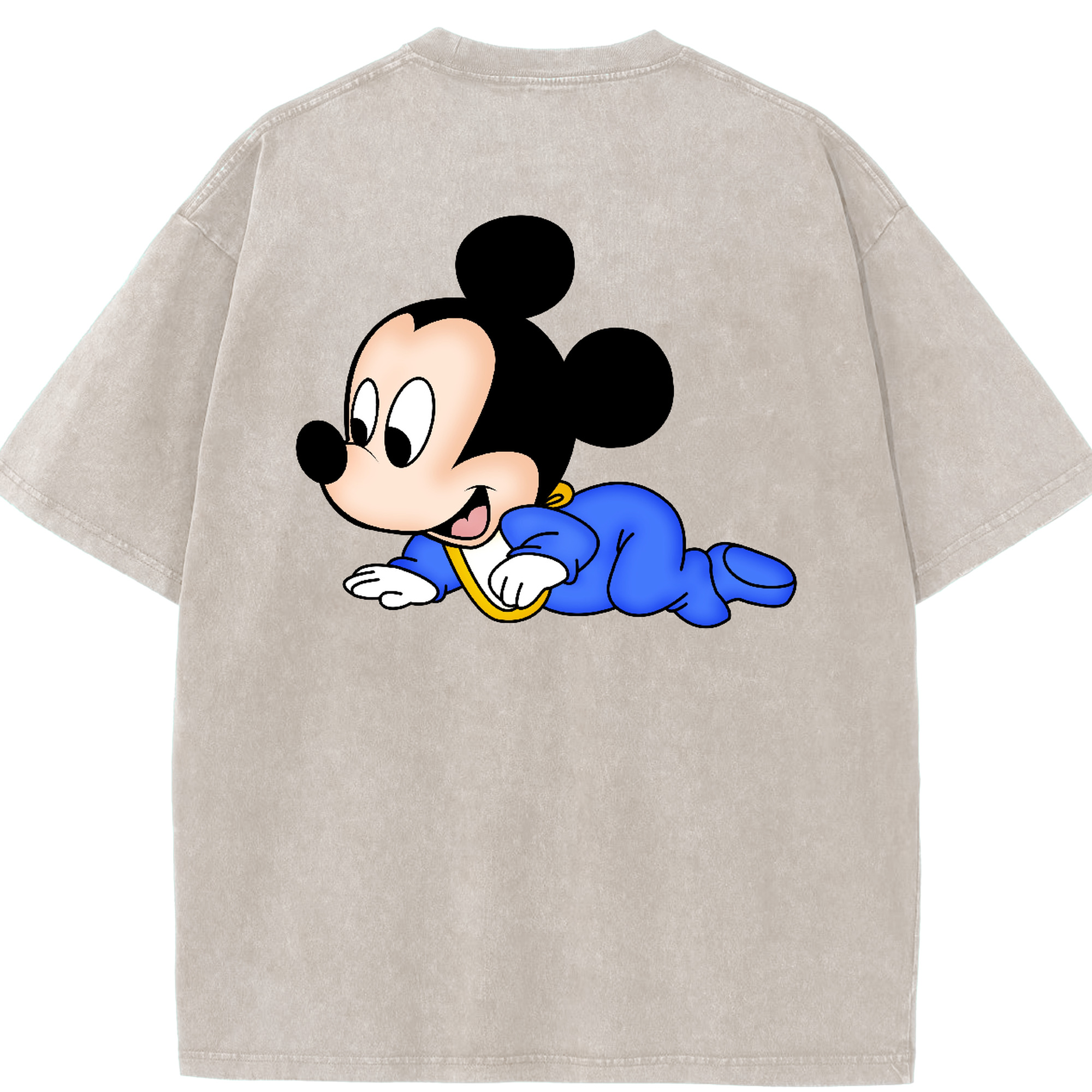 （画像用） ミッキーマウス Mickey Mouse 綿100% ヴィンテージ風 半袖Tシャツ（背面プリント）