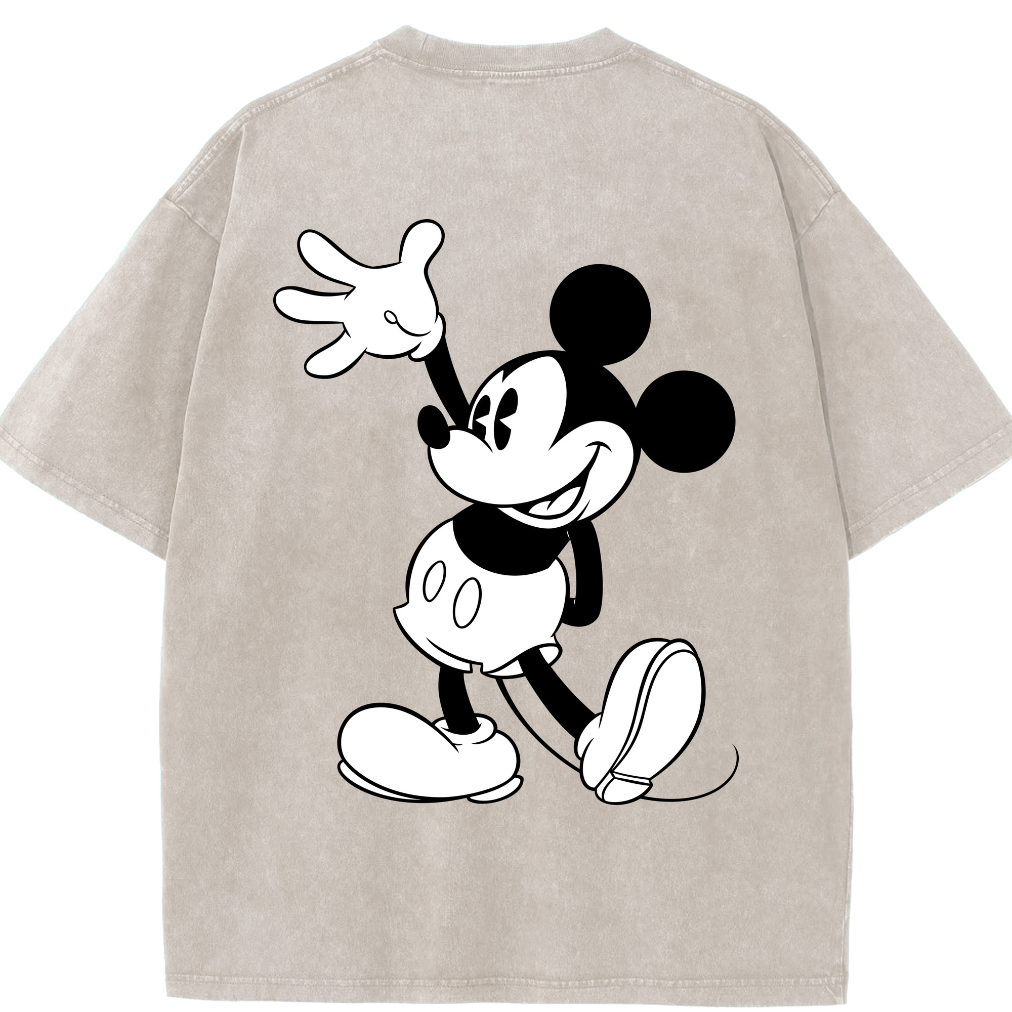 （画像用） ミッキーマウス Mickey Mouse 綿100% ヴィンテージ風 半袖Tシャツ（背面プリント）