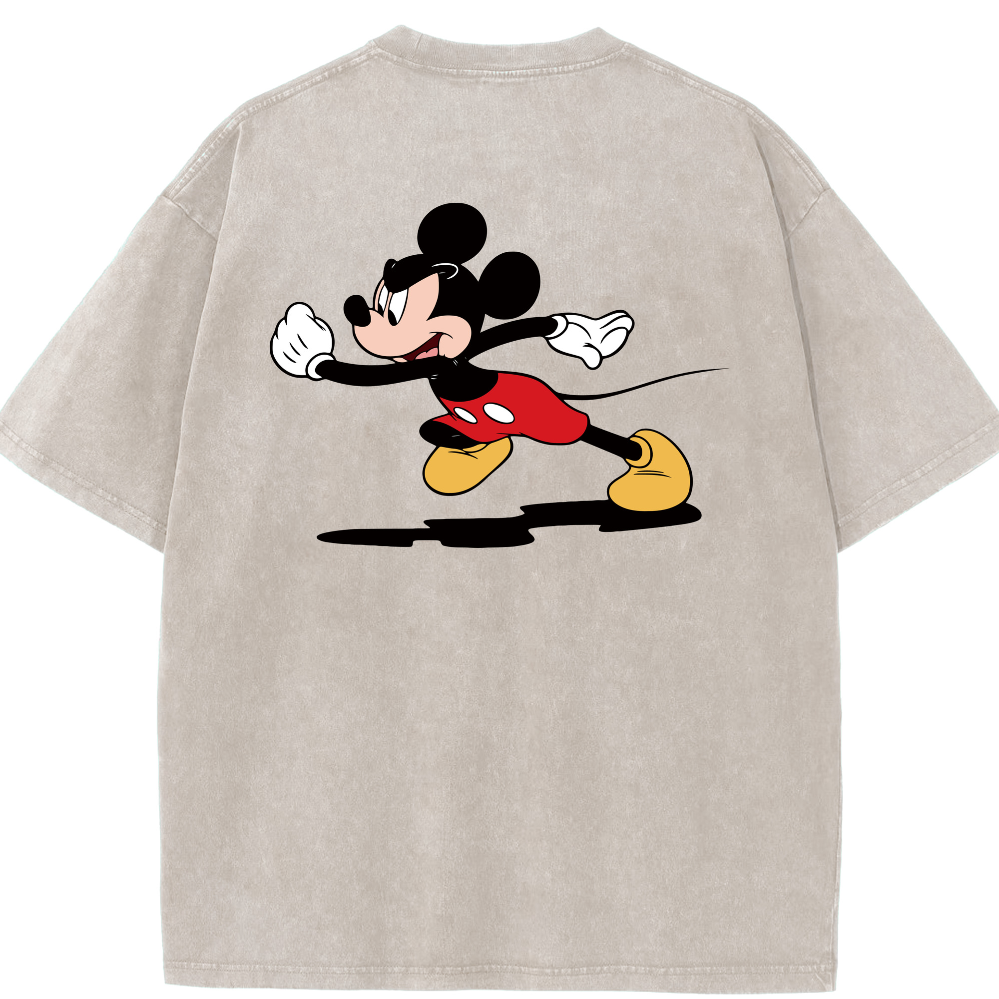 （画像用） ミッキーマウス Mickey Mouse 綿100% ヴィンテージ風 半袖Tシャツ（背面プリント）