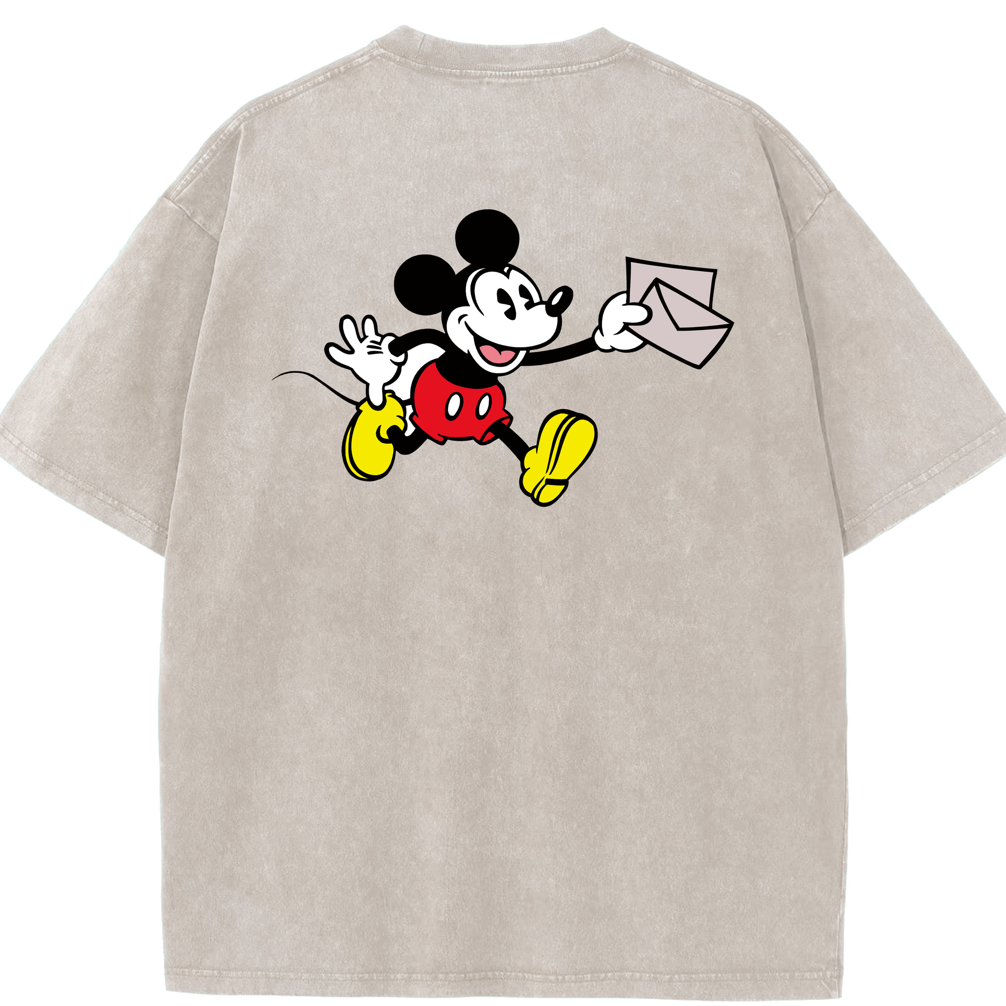 （画像用） ミッキーマウス Mickey Mouse 綿100% ヴィンテージ風 半袖Tシャツ（背面プリント）