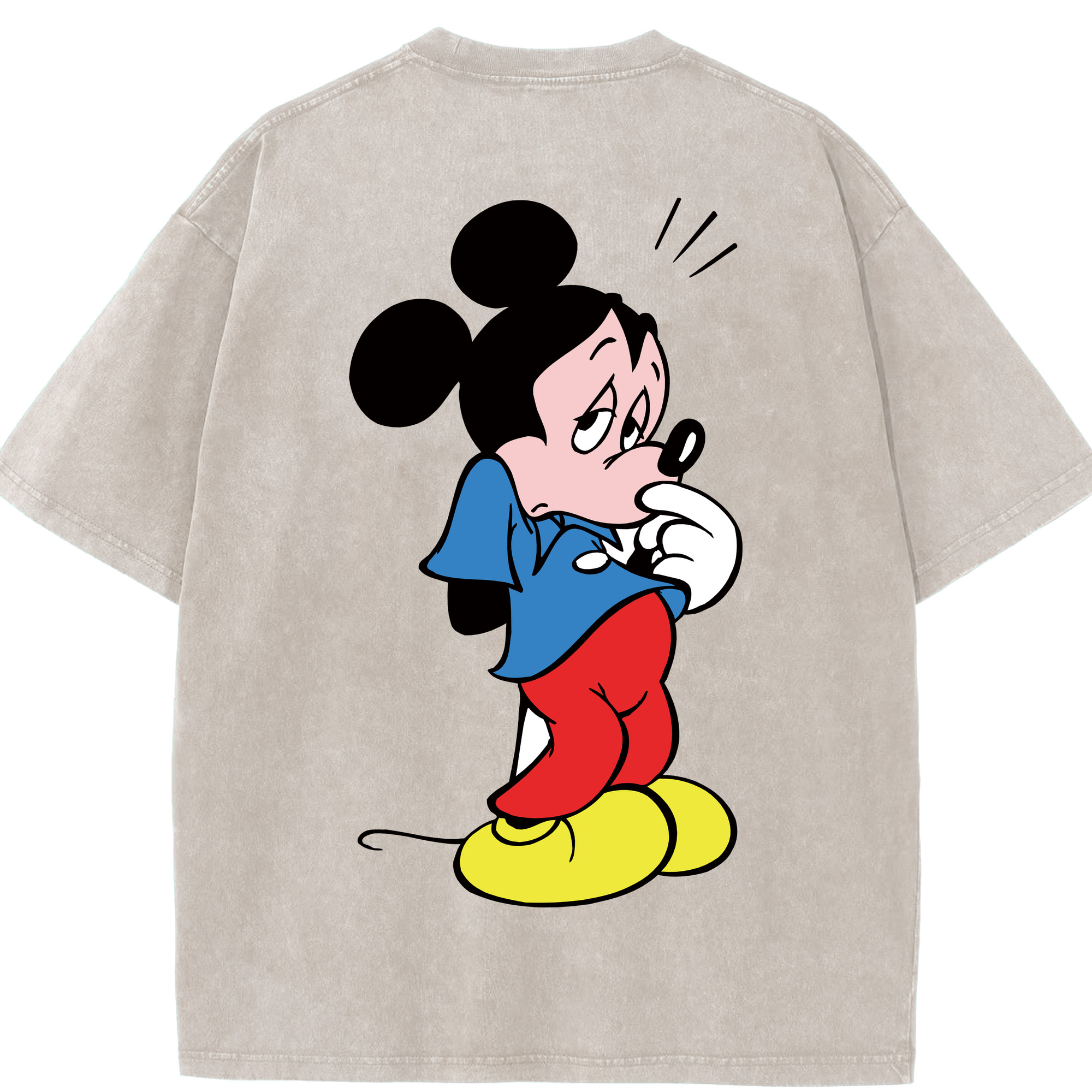 （画像用） ミッキーマウス Mickey Mouse 綿100% ヴィンテージ風 半袖Tシャツ（背面プリント）