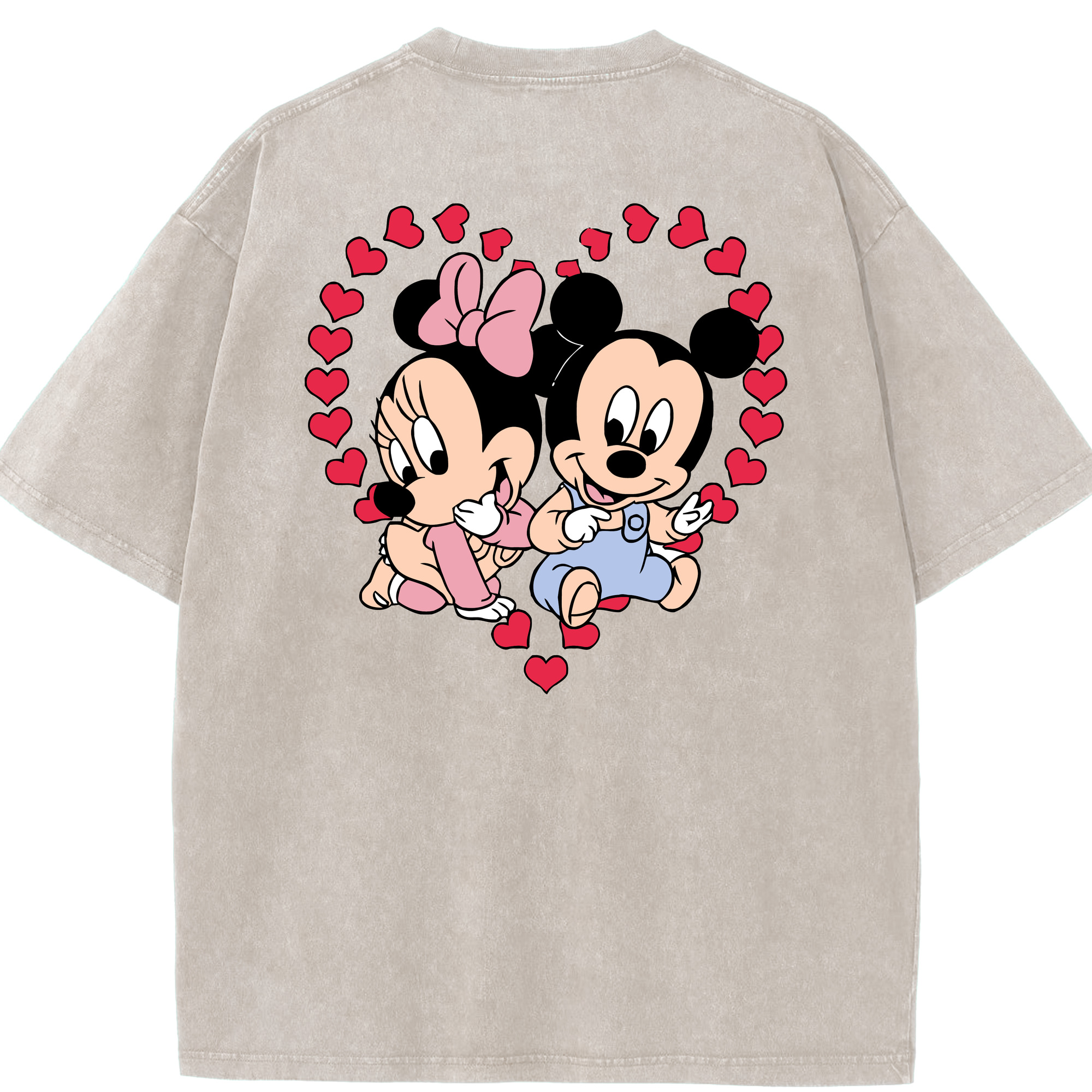 （画像用） ミッキーマウス Mickey Mouse 綿100% ヴィンテージ風 半袖Tシャツ（背面プリント）