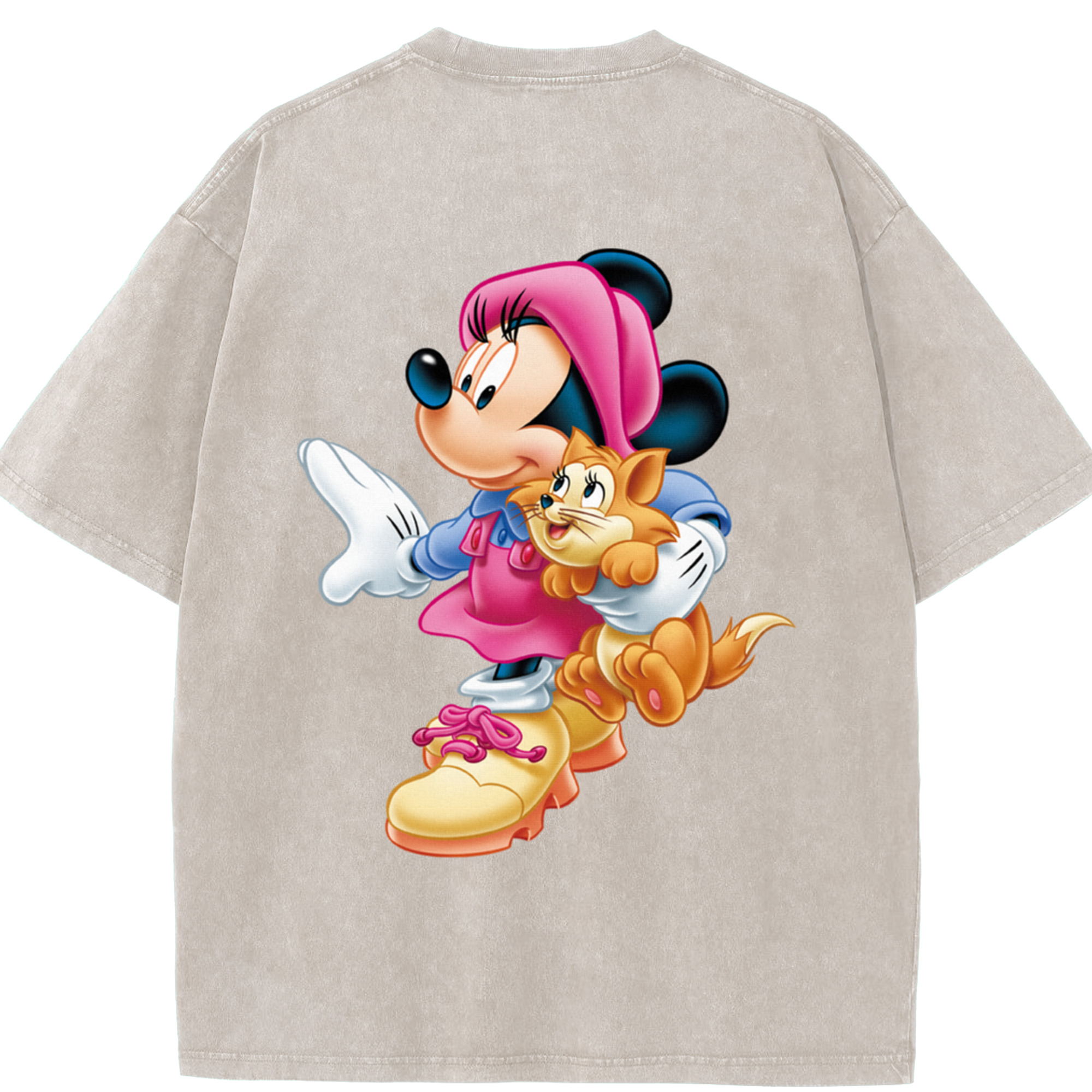 （画像用） ミッキーマウス Mickey Mouse 綿100% ヴィンテージ風 半袖Tシャツ（背面プリント）