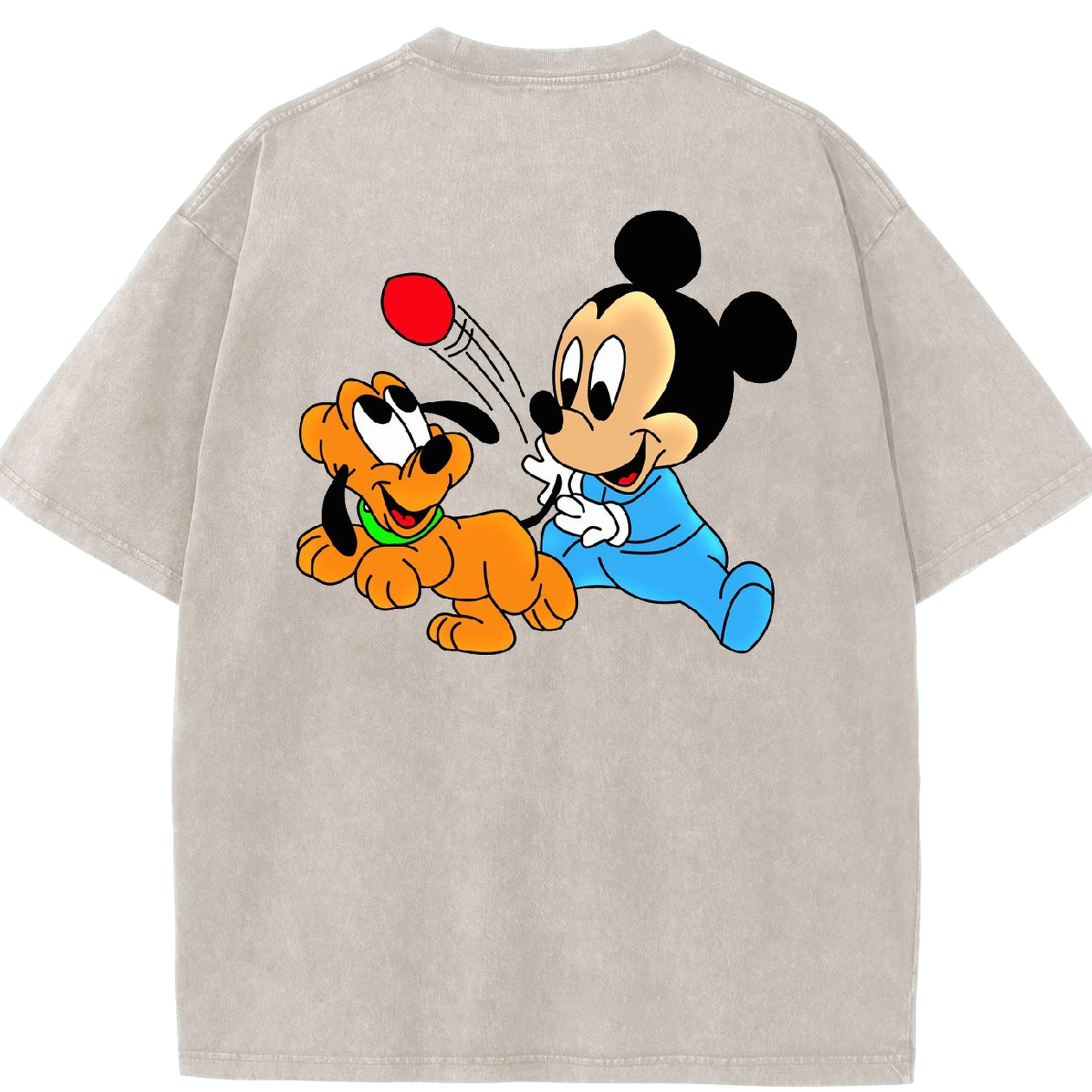 （画像用） ミッキーマウス Mickey Mouse 綿100% ヴィンテージ風 半袖Tシャツ（背面プリント）