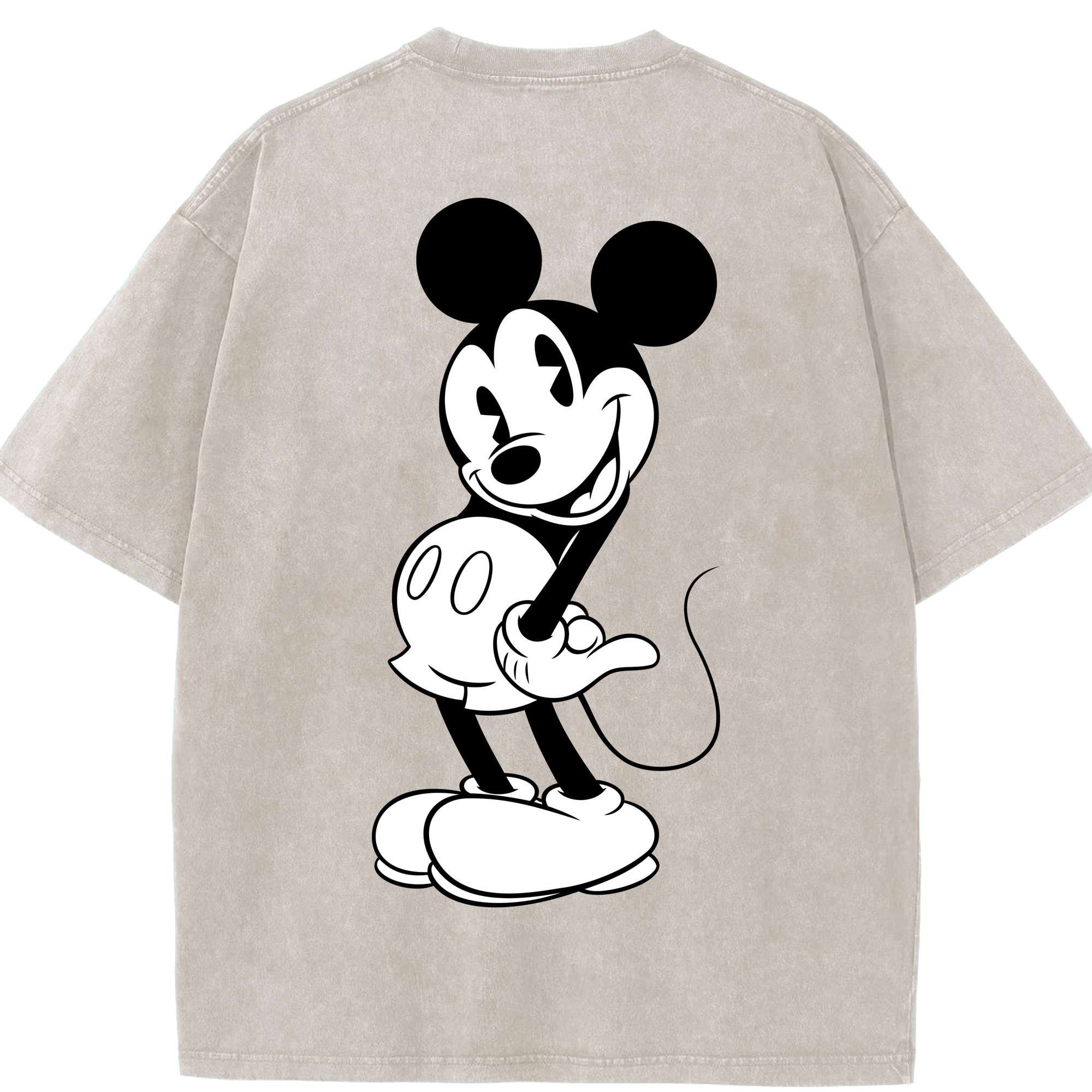 （画像用） ミッキーマウス Mickey Mouse 綿100% ヴィンテージ風 半袖Tシャツ（背面プリント）