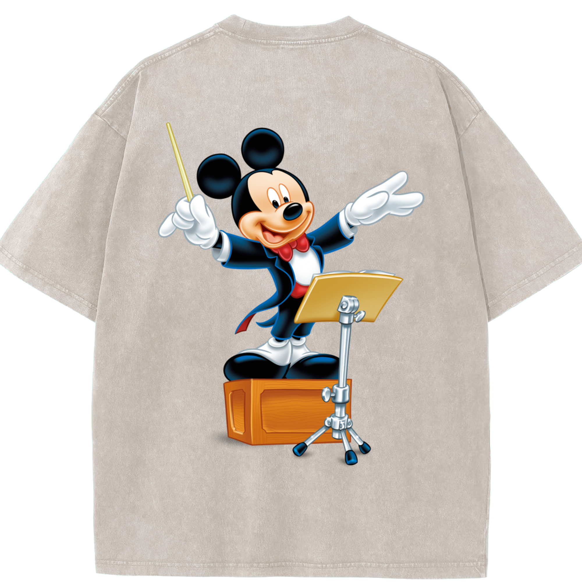 （画像用） ミッキーマウス Mickey Mouse 綿100% ヴィンテージ風 半袖Tシャツ（背面プリント）
