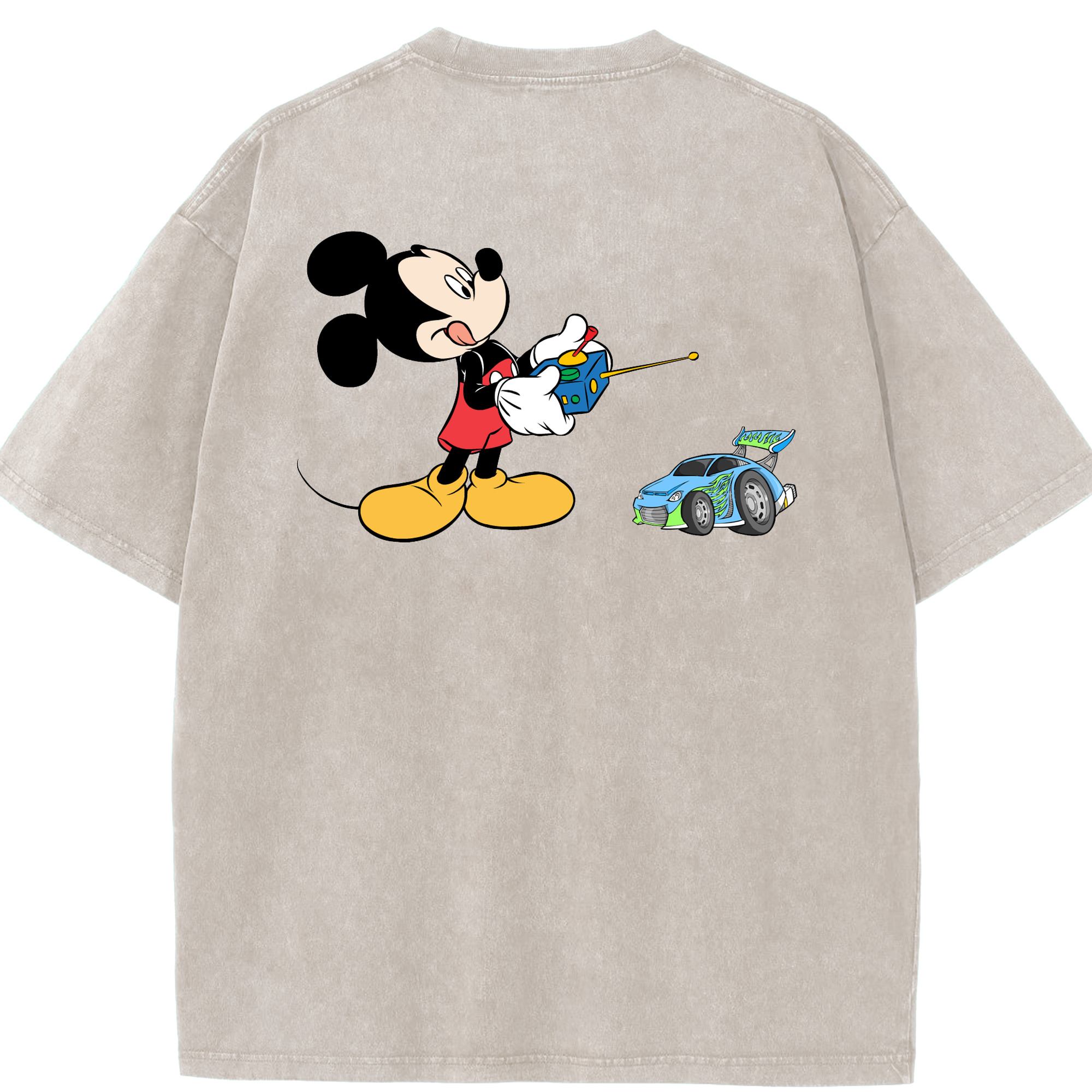 （画像用） ミッキーマウス Mickey Mouse 綿100% ヴィンテージ風 半袖Tシャツ（背面プリント）
