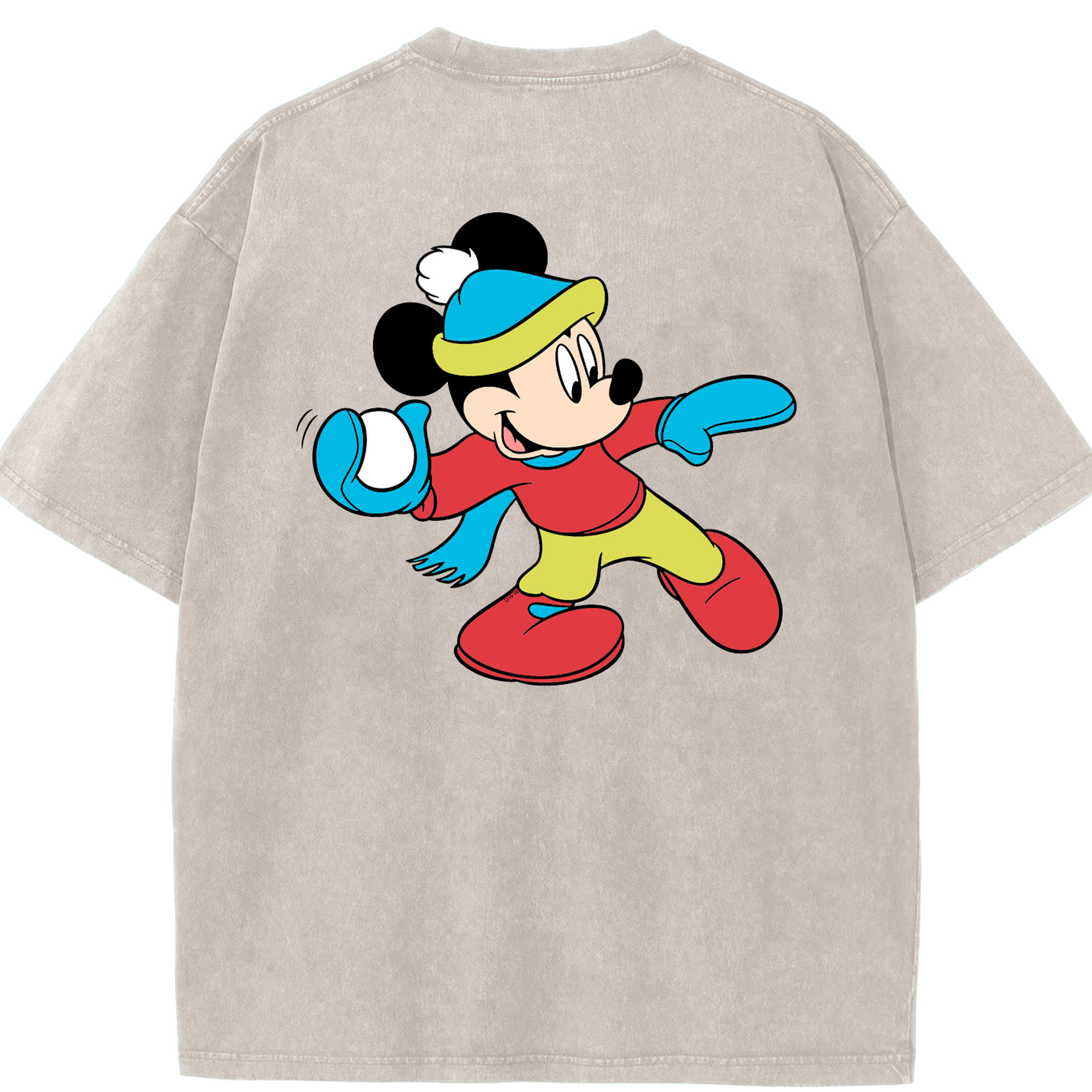 （画像用） ミッキーマウス Mickey Mouse 綿100% ヴィンテージ風 半袖Tシャツ（背面プリント）