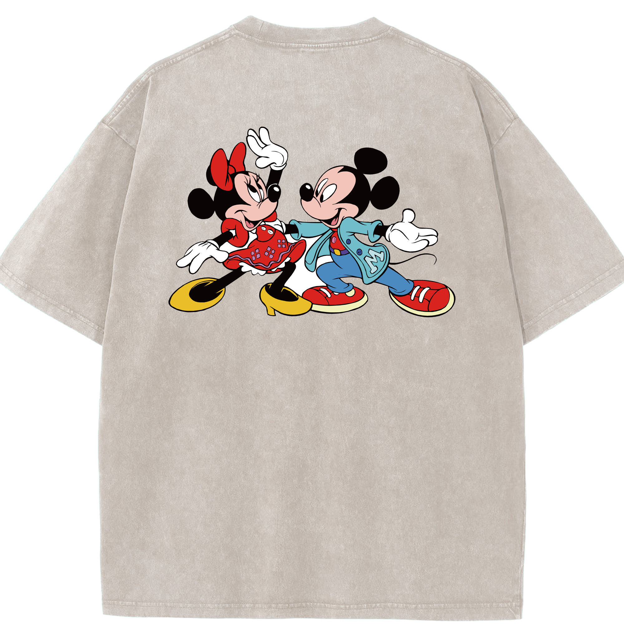 （画像用） ミッキーマウス Mickey Mouse 綿100% ヴィンテージ風 半袖Tシャツ（背面プリント）