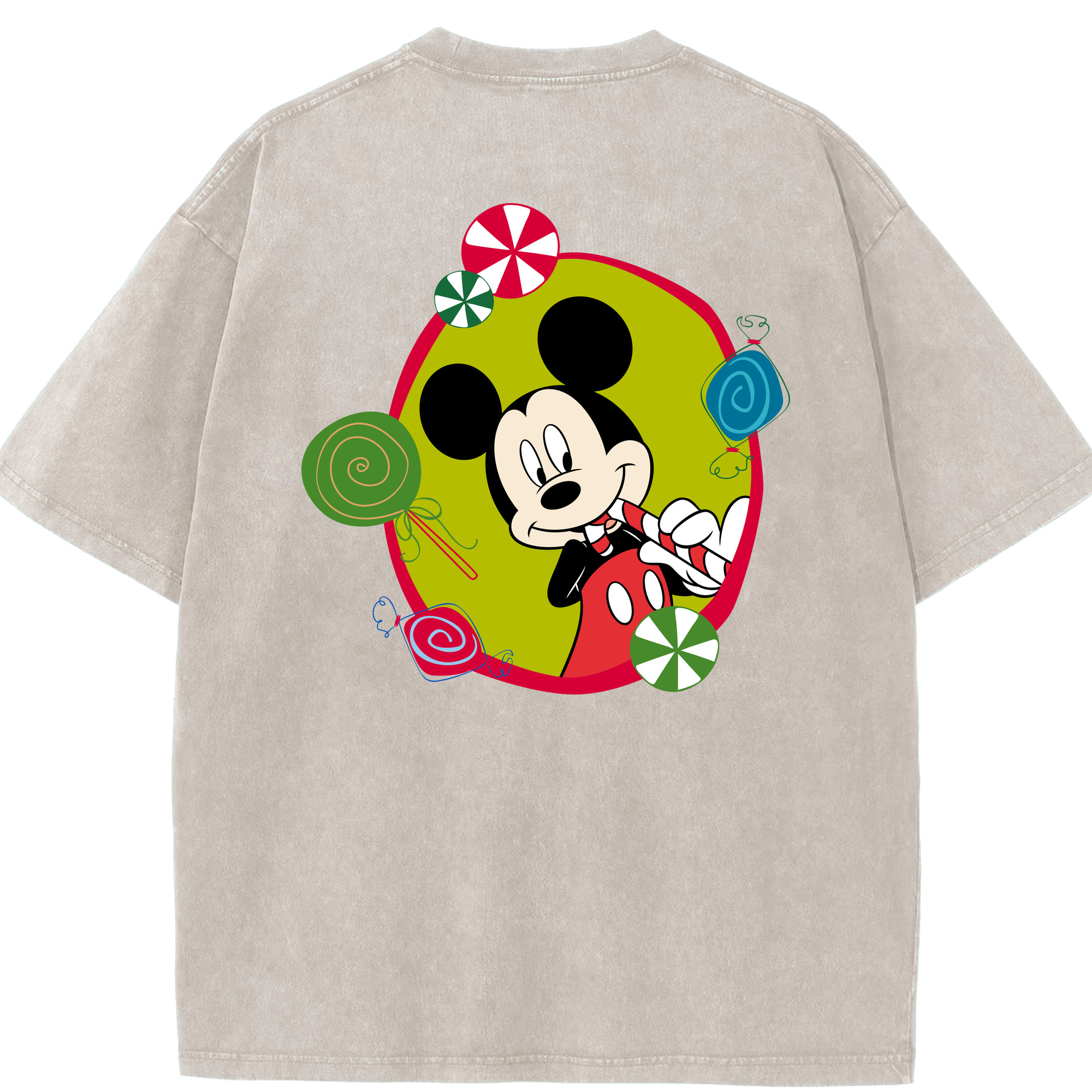 （画像用） ミッキーマウス Mickey Mouse 綿100% ヴィンテージ風 半袖Tシャツ（背面プリント）