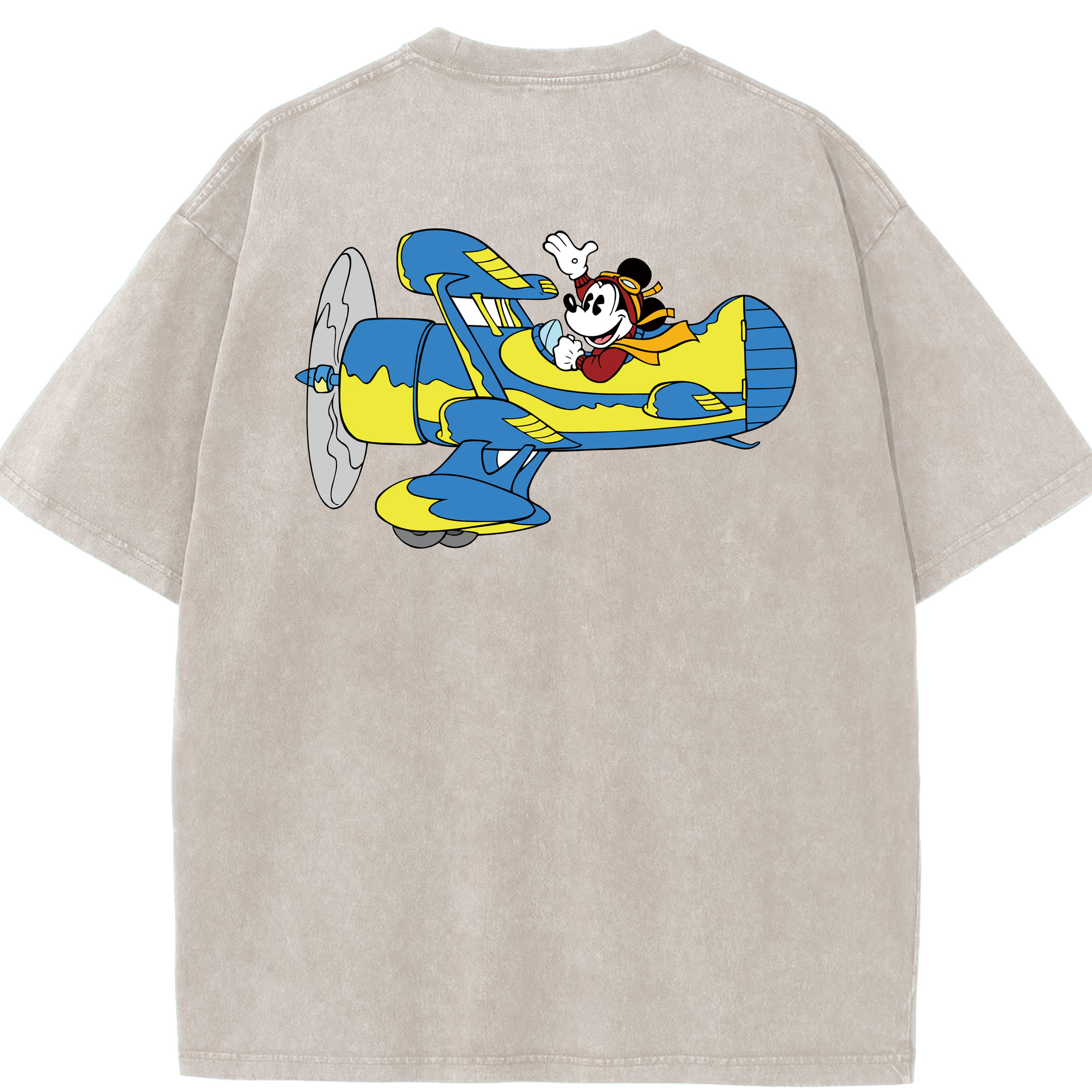 （画像用） ミッキーマウス Mickey Mouse 綿100% ヴィンテージ風 半袖Tシャツ（背面プリント）