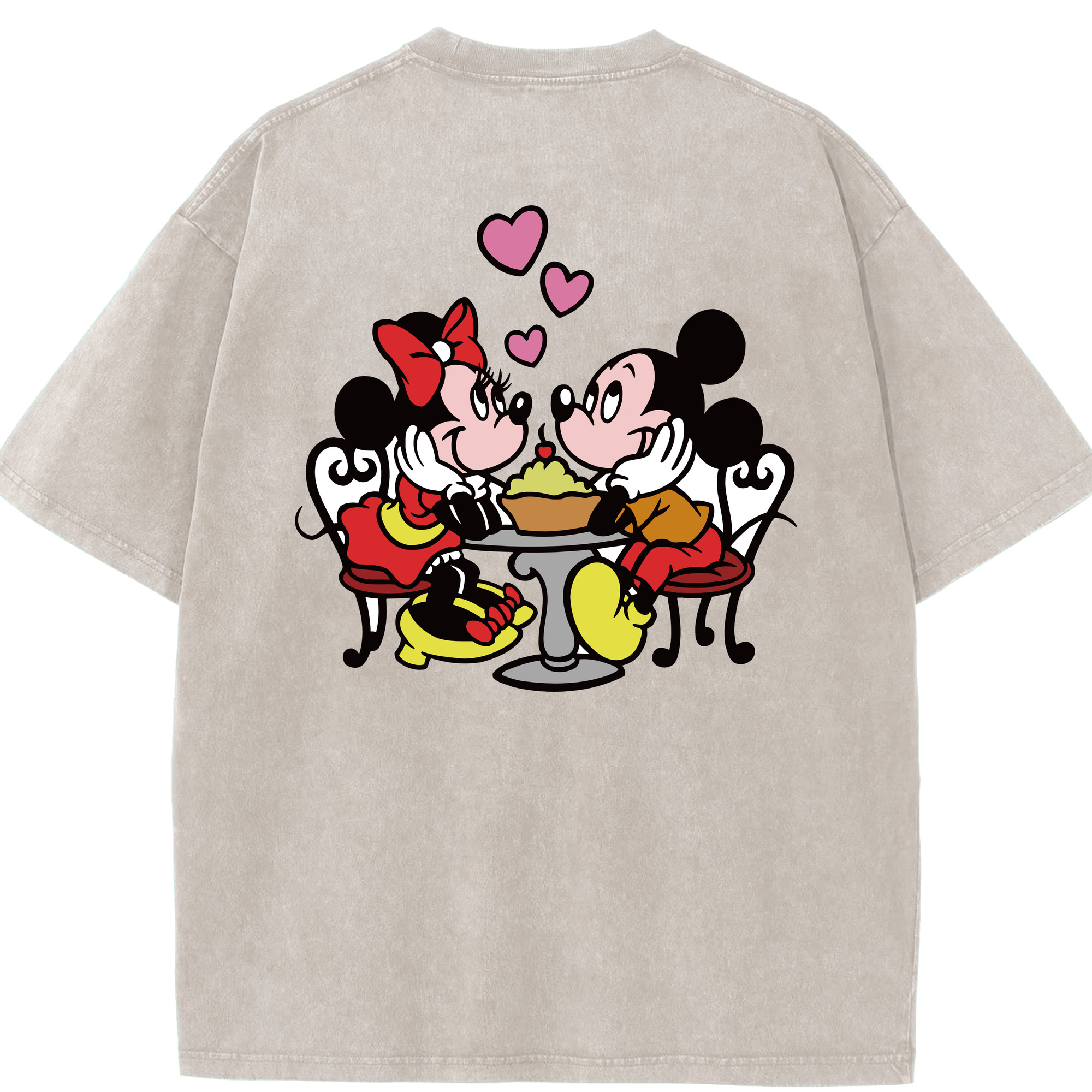 （画像用） ミッキーマウス Mickey Mouse 綿100% ヴィンテージ風 半袖Tシャツ（背面プリント）