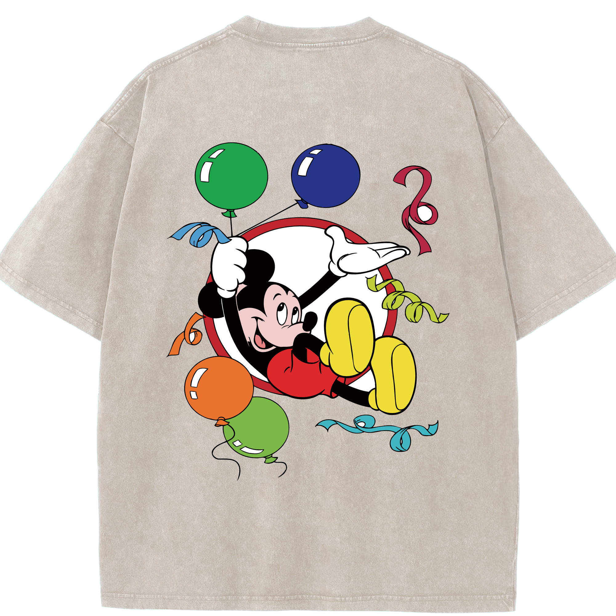 （画像用） ミッキーマウス Mickey Mouse 綿100% ヴィンテージ風 半袖Tシャツ（背面プリント）