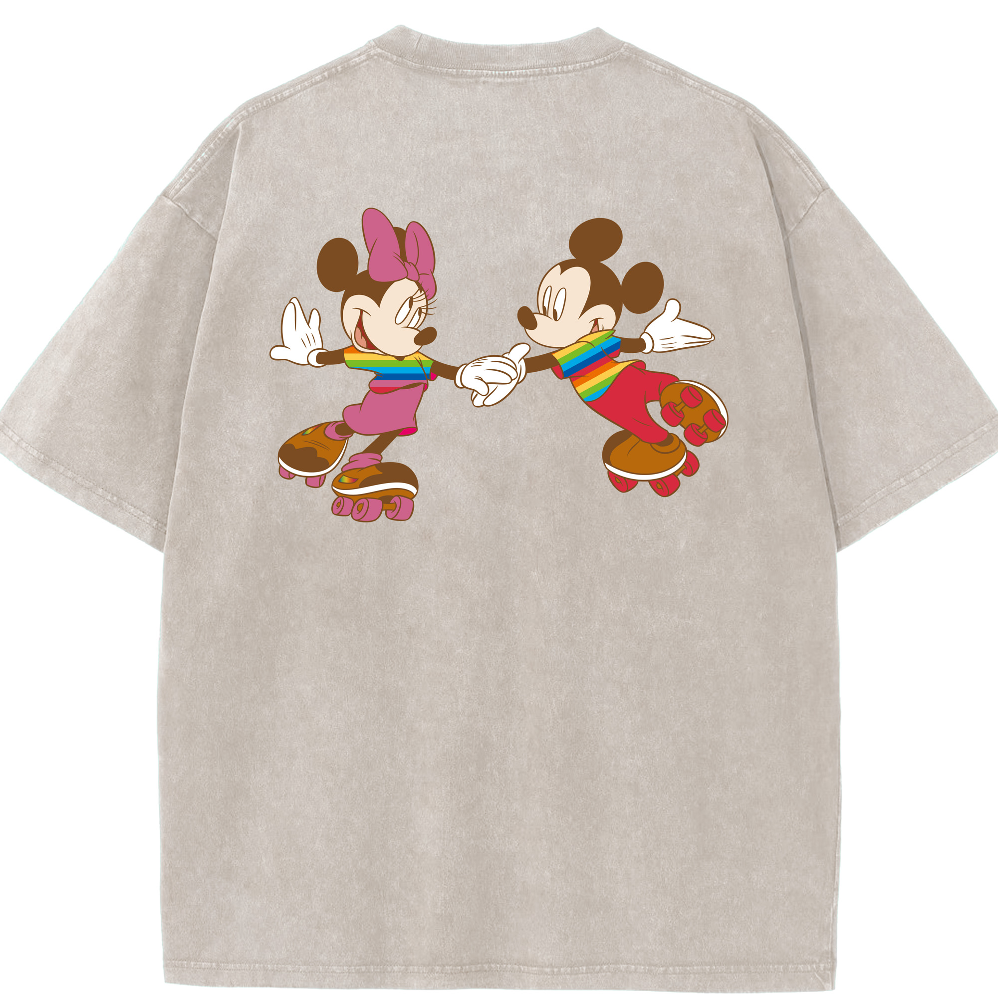 （画像用） ミッキーマウス Mickey Mouse 綿100% ヴィンテージ風 半袖Tシャツ（背面プリント）