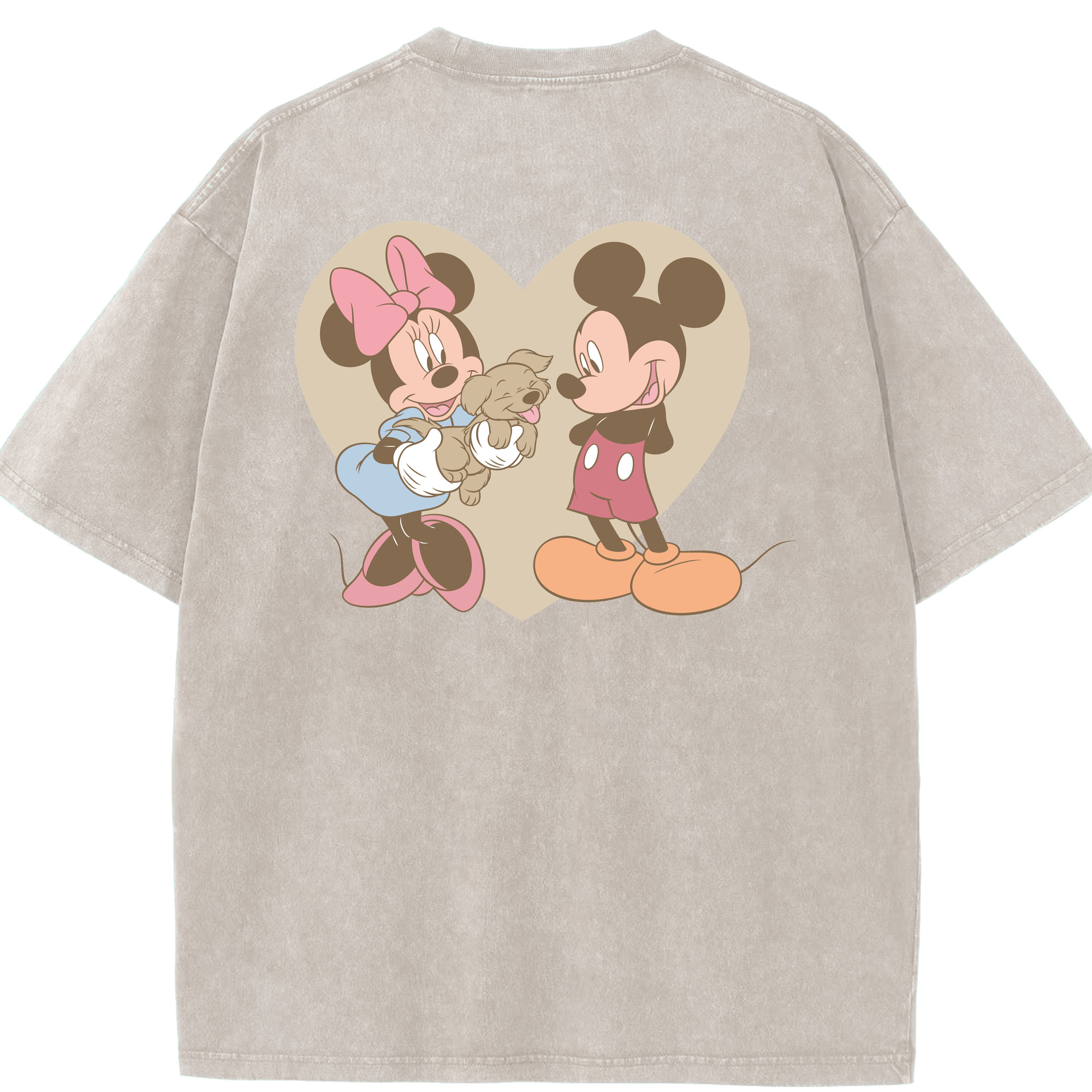 （画像用） ミッキーマウス Mickey Mouse 綿100% ヴィンテージ風 半袖Tシャツ（背面プリント）