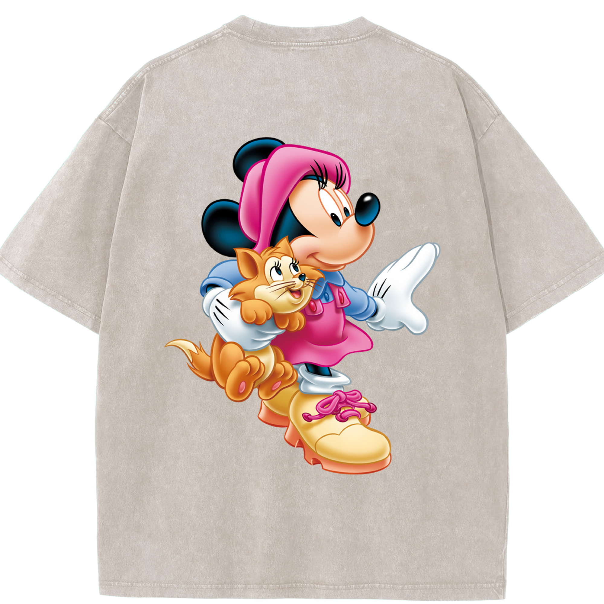 （画像用） ミッキーマウス Mickey Mouse 綿100% ヴィンテージ風 半袖Tシャツ（背面プリント）