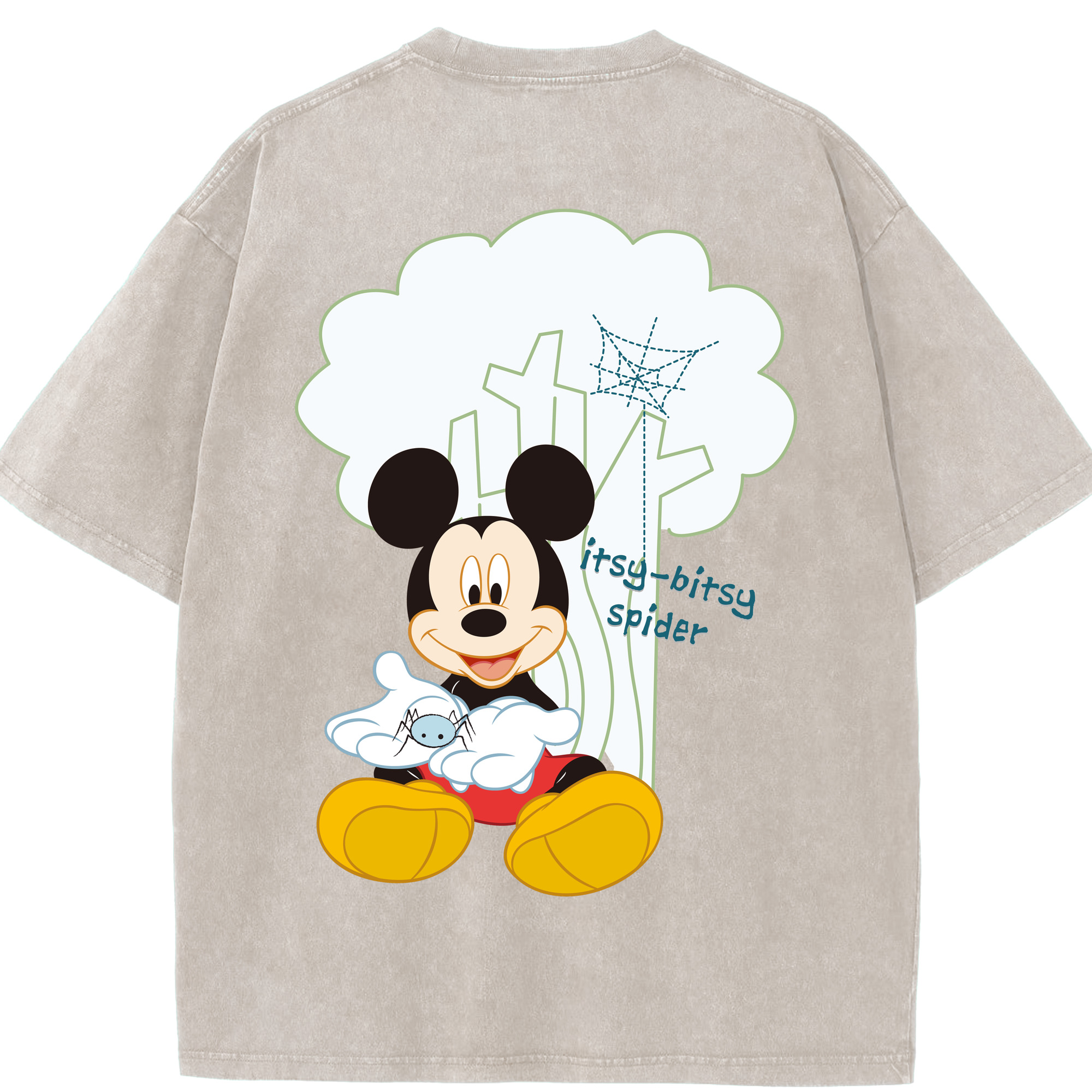 （画像用） ミッキーマウス Mickey Mouse 綿100% ヴィンテージ風 半袖Tシャツ（背面プリント）