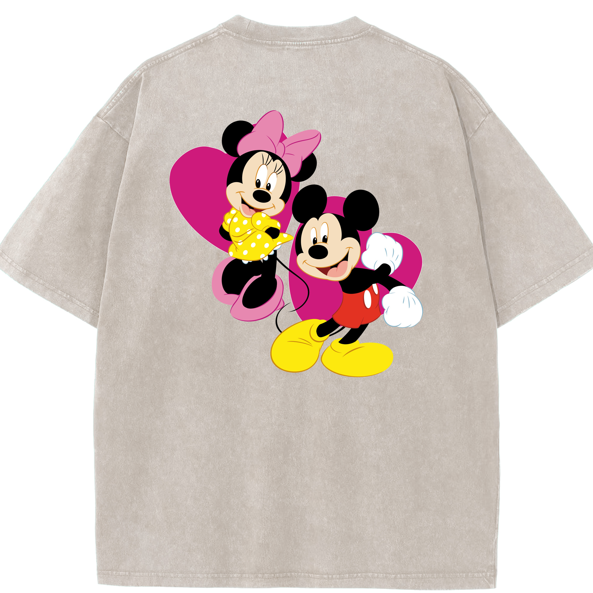 （画像用） ミッキーマウス Mickey Mouse 綿100% ヴィンテージ風 半袖Tシャツ（背面プリント）