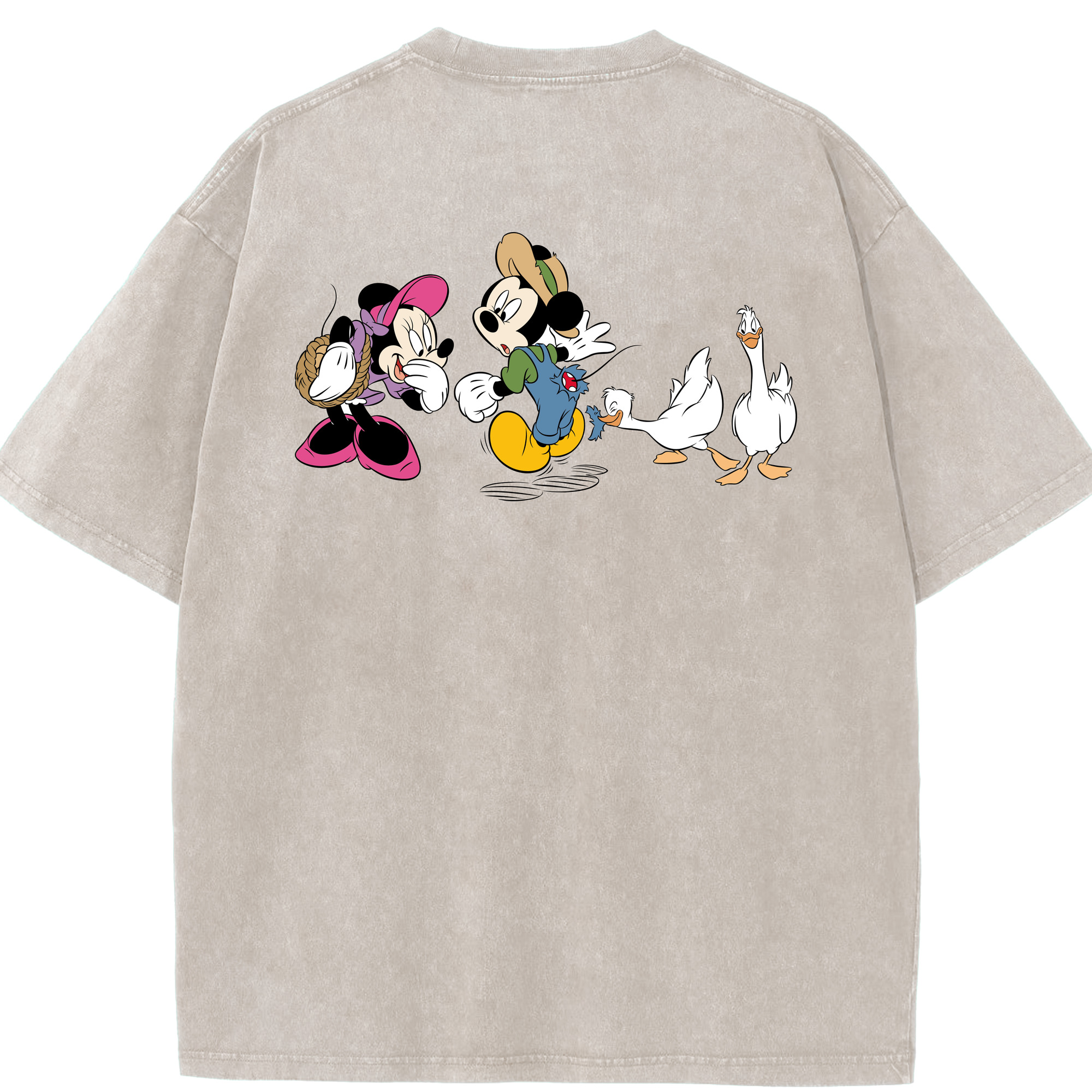 （画像用） ミッキーマウス Mickey Mouse 綿100% ヴィンテージ風 半袖Tシャツ（背面プリント）
