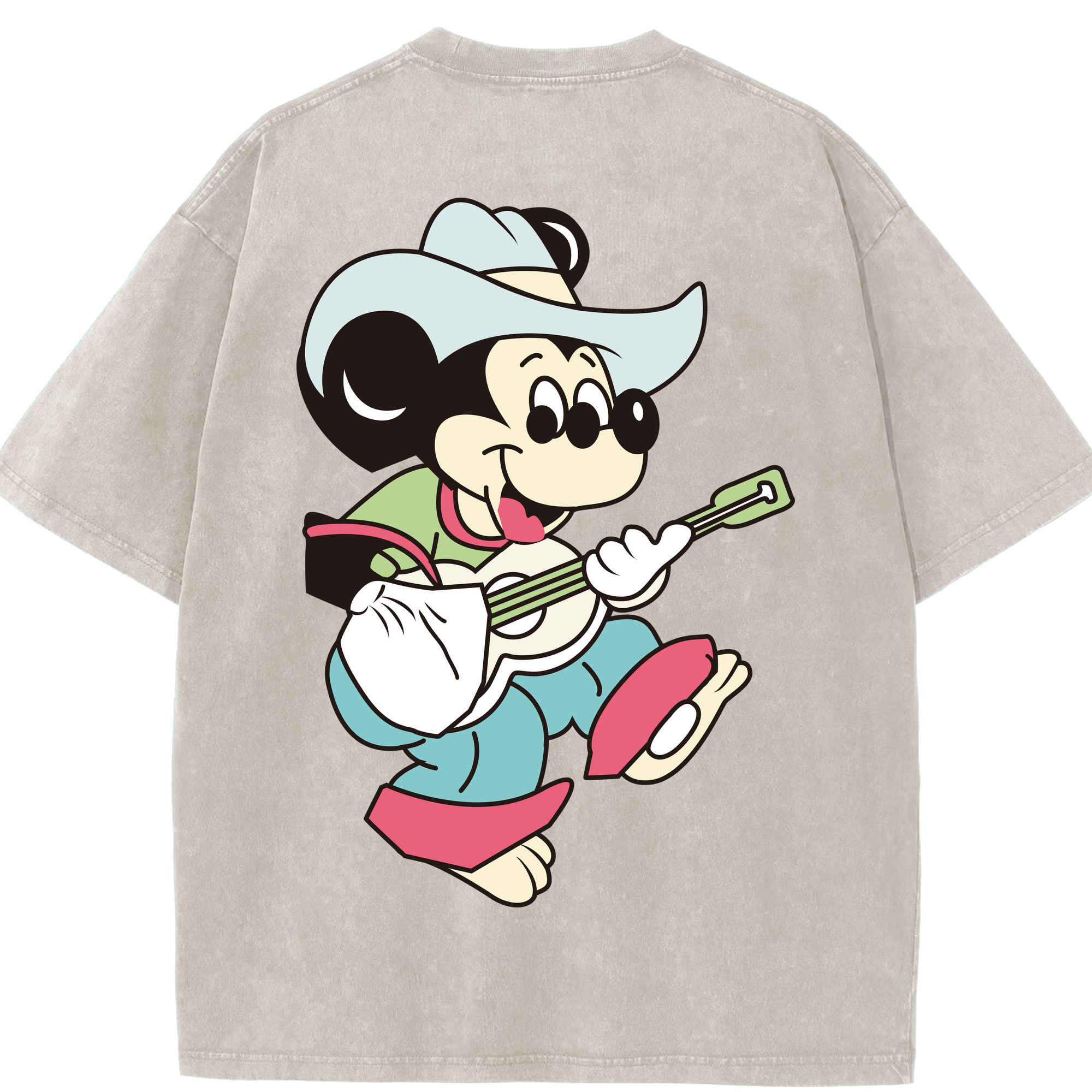 （画像用） ミッキーマウス Mickey Mouse 綿100% ヴィンテージ風 半袖Tシャツ（背面プリント）