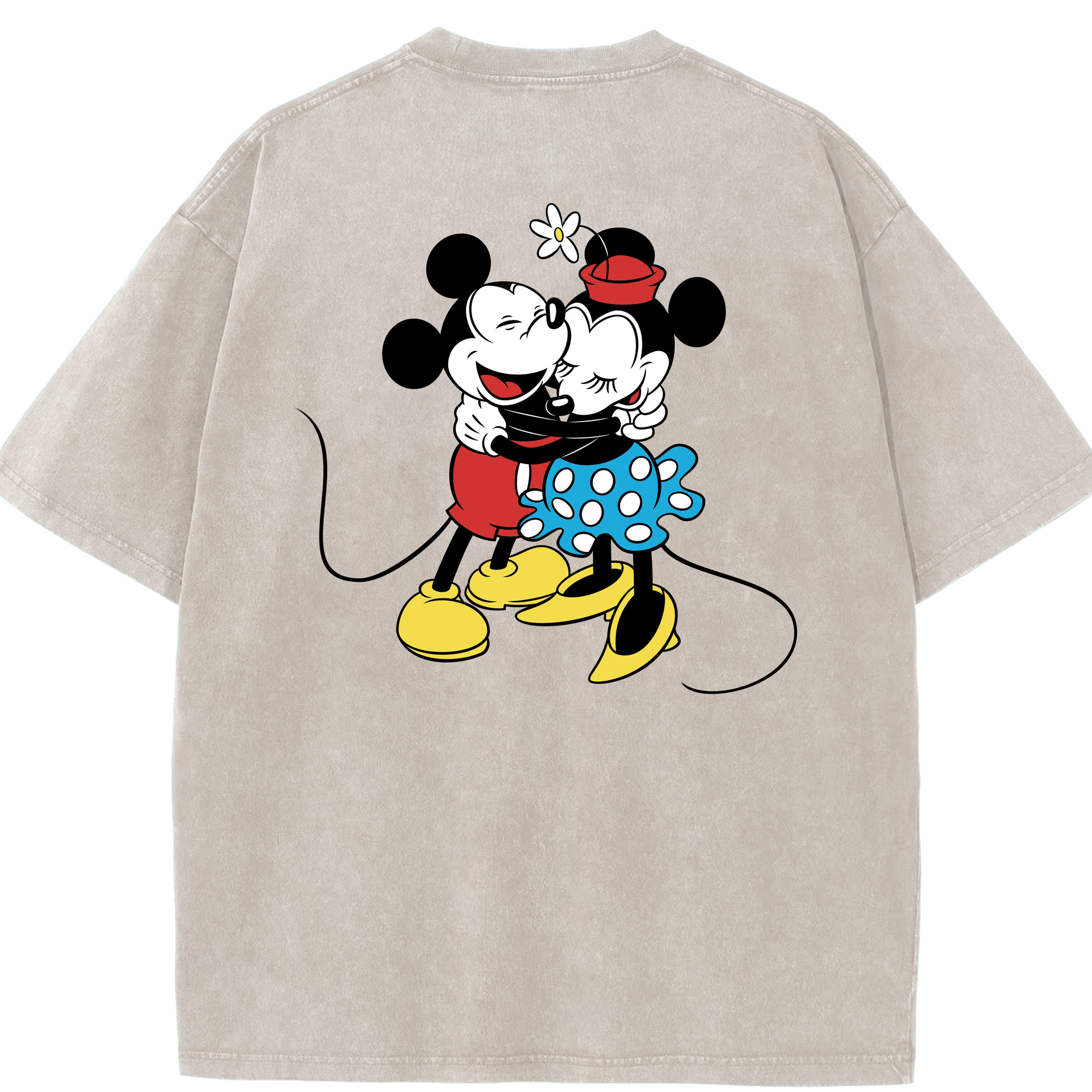 （画像用） ミッキーマウス Mickey Mouse 綿100% ヴィンテージ風 半袖Tシャツ（背面プリント）