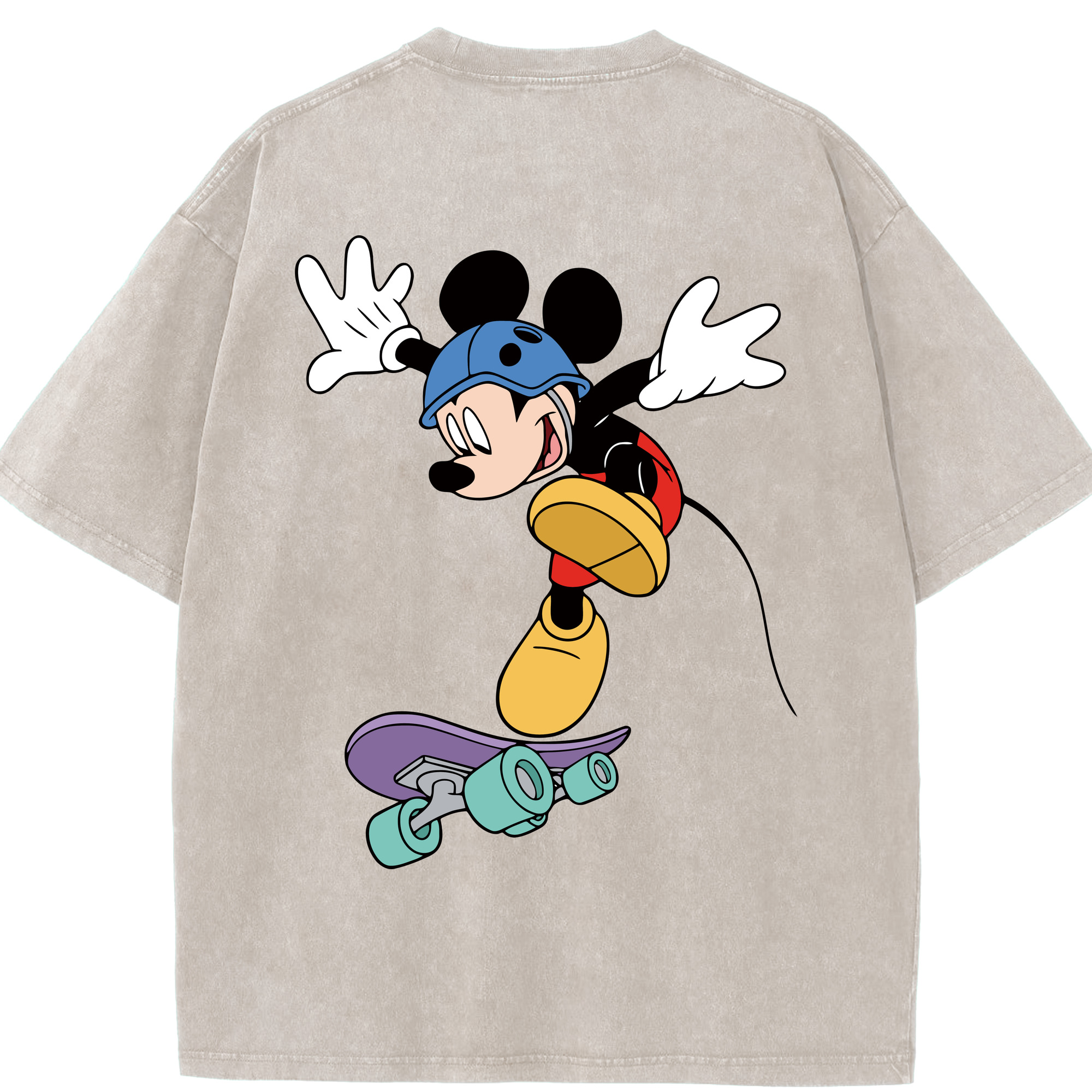 （画像用） ミッキーマウス Mickey Mouse 綿100% ヴィンテージ風 半袖Tシャツ（背面プリント）