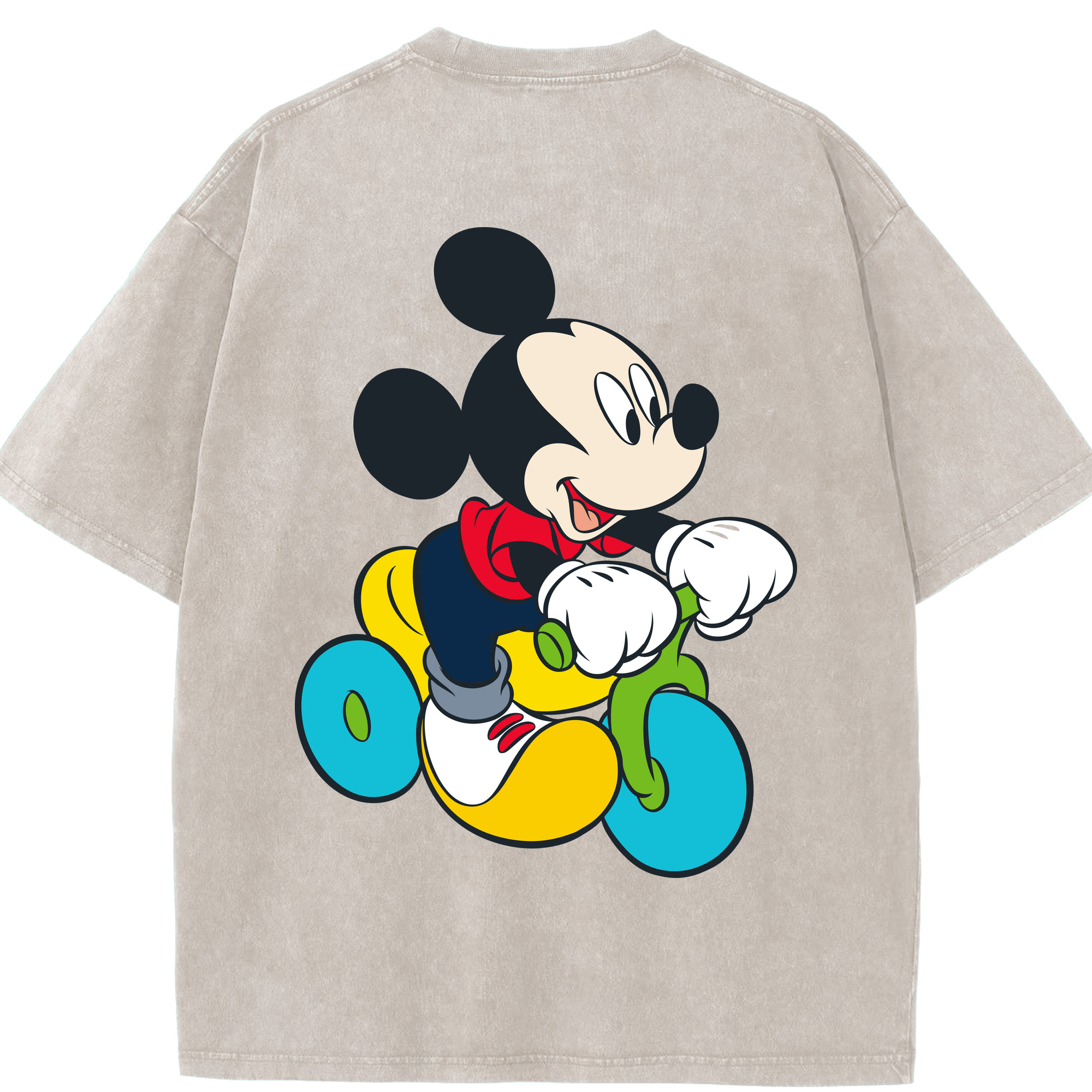 （画像用） ミッキーマウス Mickey Mouse 綿100% ヴィンテージ風 半袖Tシャツ（背面プリント）
