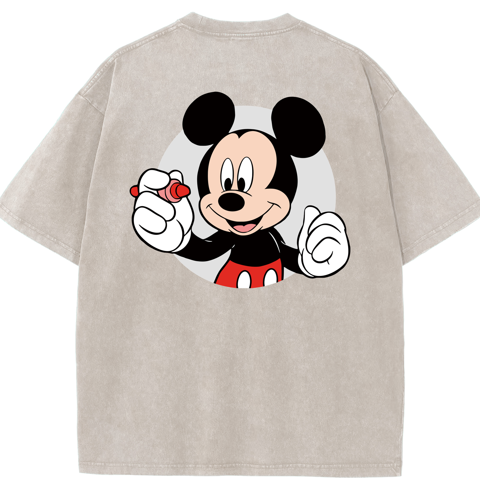 （画像用） ミッキーマウス Mickey Mouse 綿100% ヴィンテージ風 半袖Tシャツ（背面プリント）