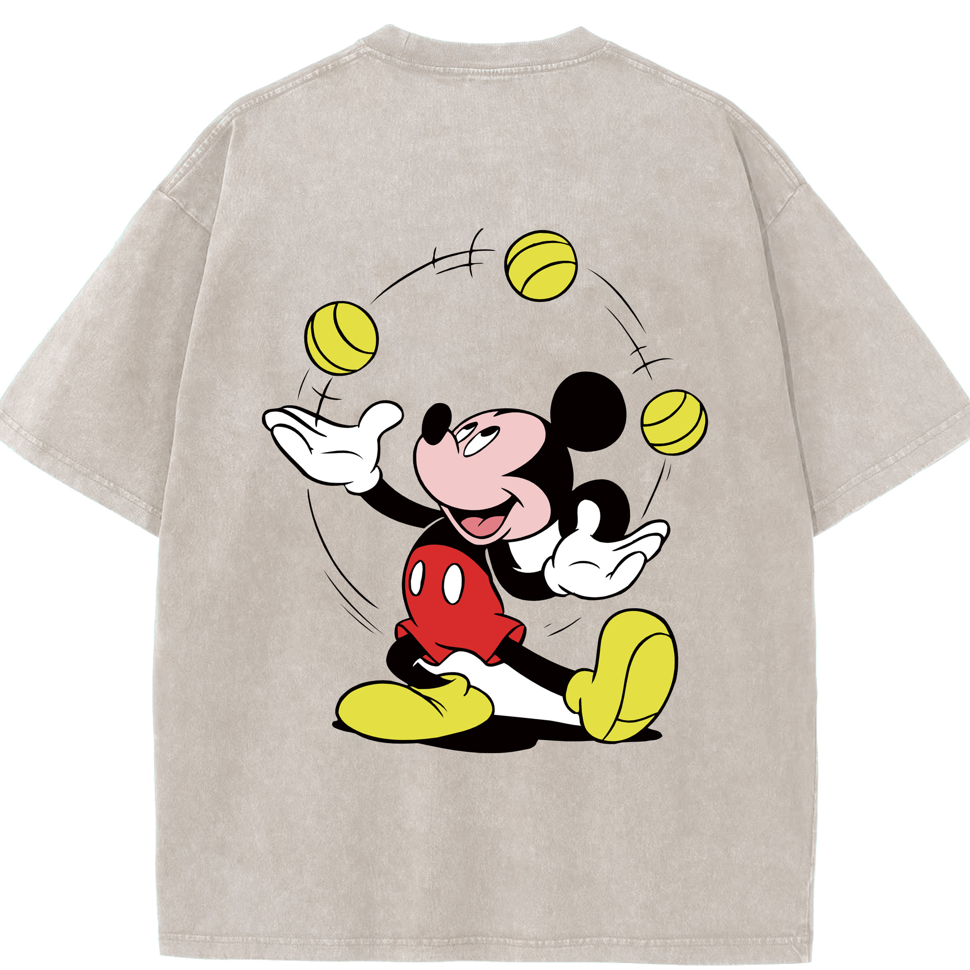 （画像用） ミッキーマウス Mickey Mouse 綿100% ヴィンテージ風 半袖Tシャツ（背面プリント）
