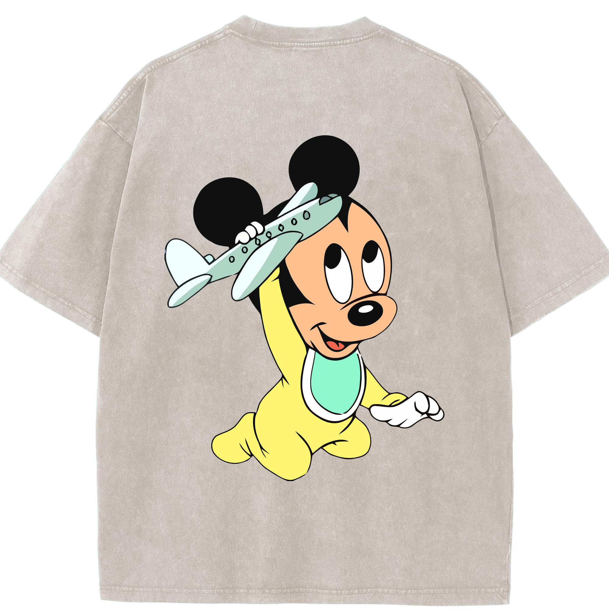 （画像用） ミッキーマウス Mickey Mouse 綿100% ヴィンテージ風 半袖Tシャツ（背面プリント）