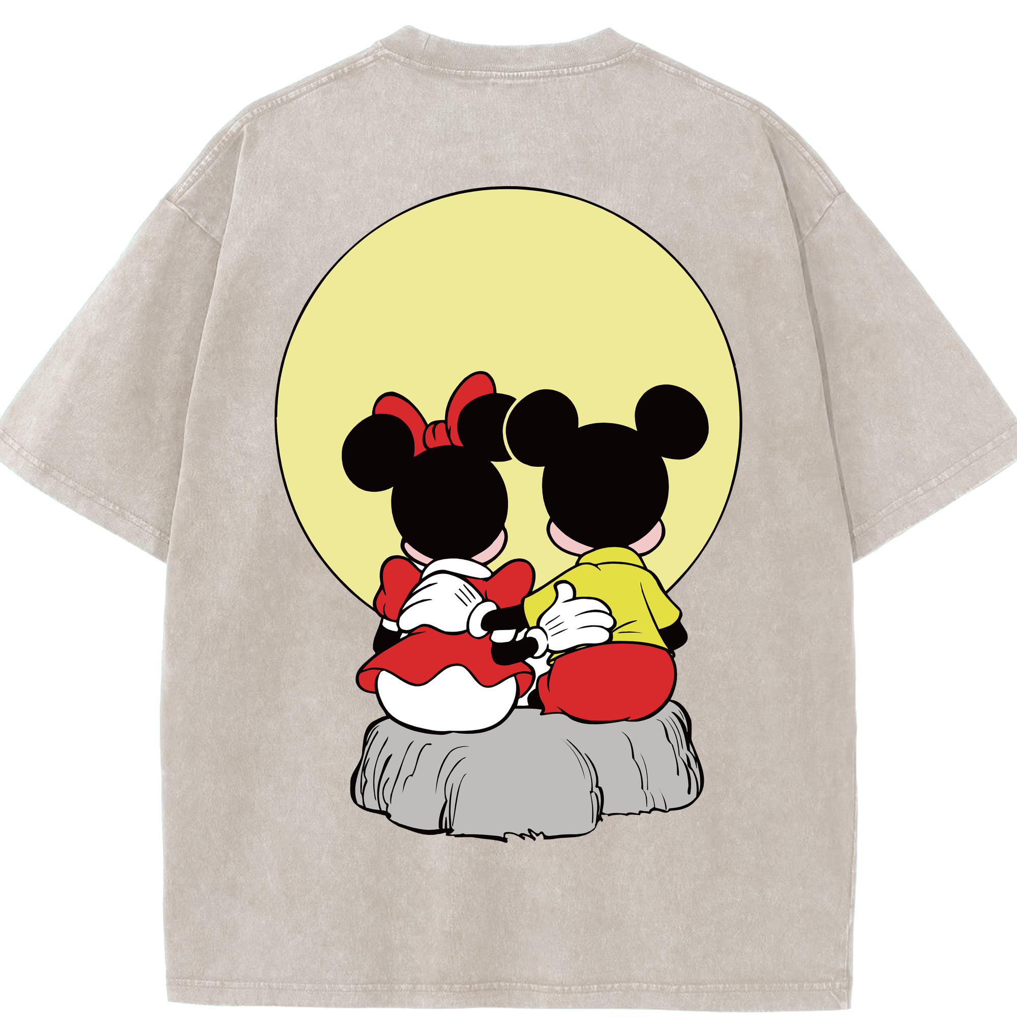 （画像用） ミッキーマウス Mickey Mouse 綿100% ヴィンテージ風 半袖Tシャツ（背面プリント）