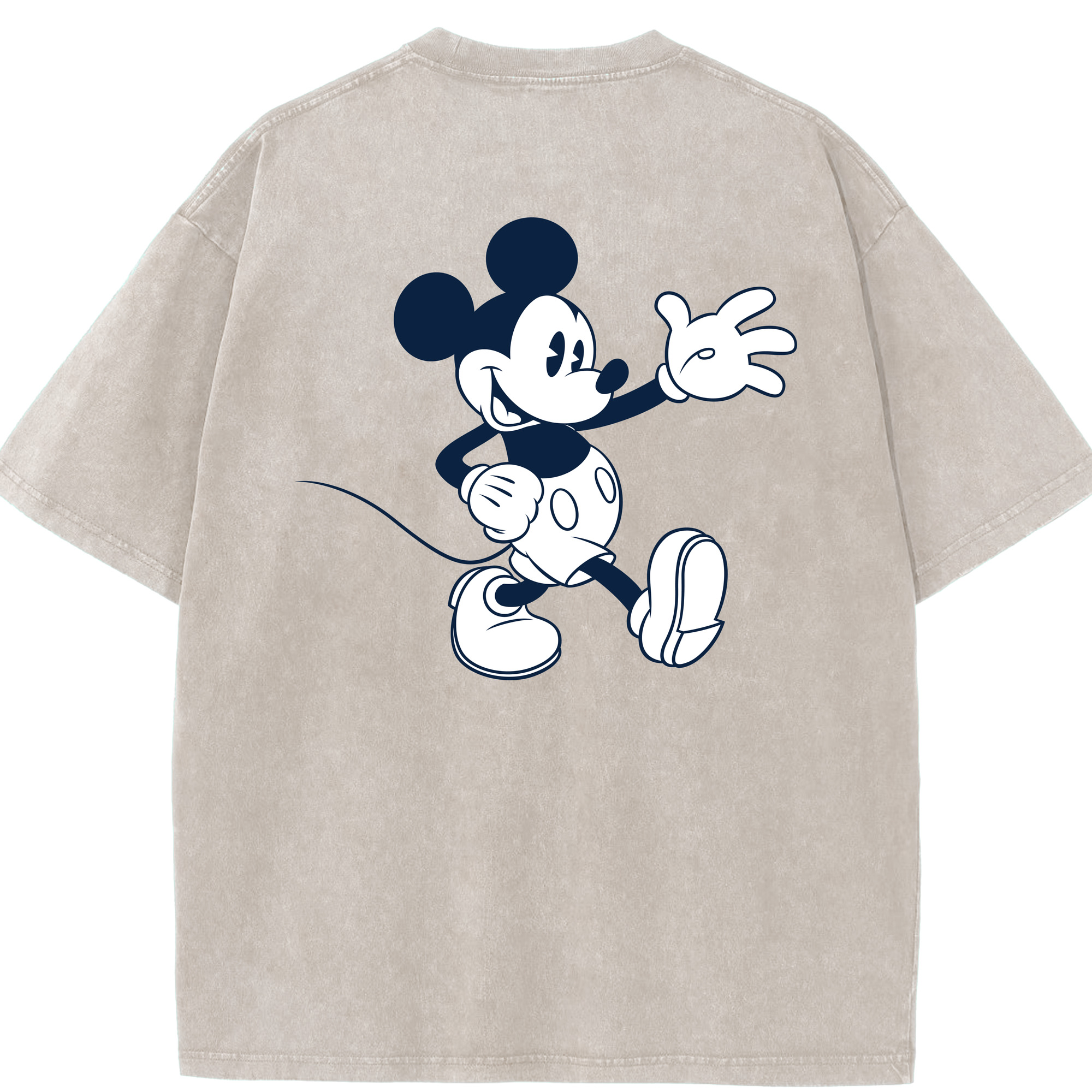（画像用） ミッキーマウス Mickey Mouse 綿100% ヴィンテージ風 半袖Tシャツ（背面プリント）