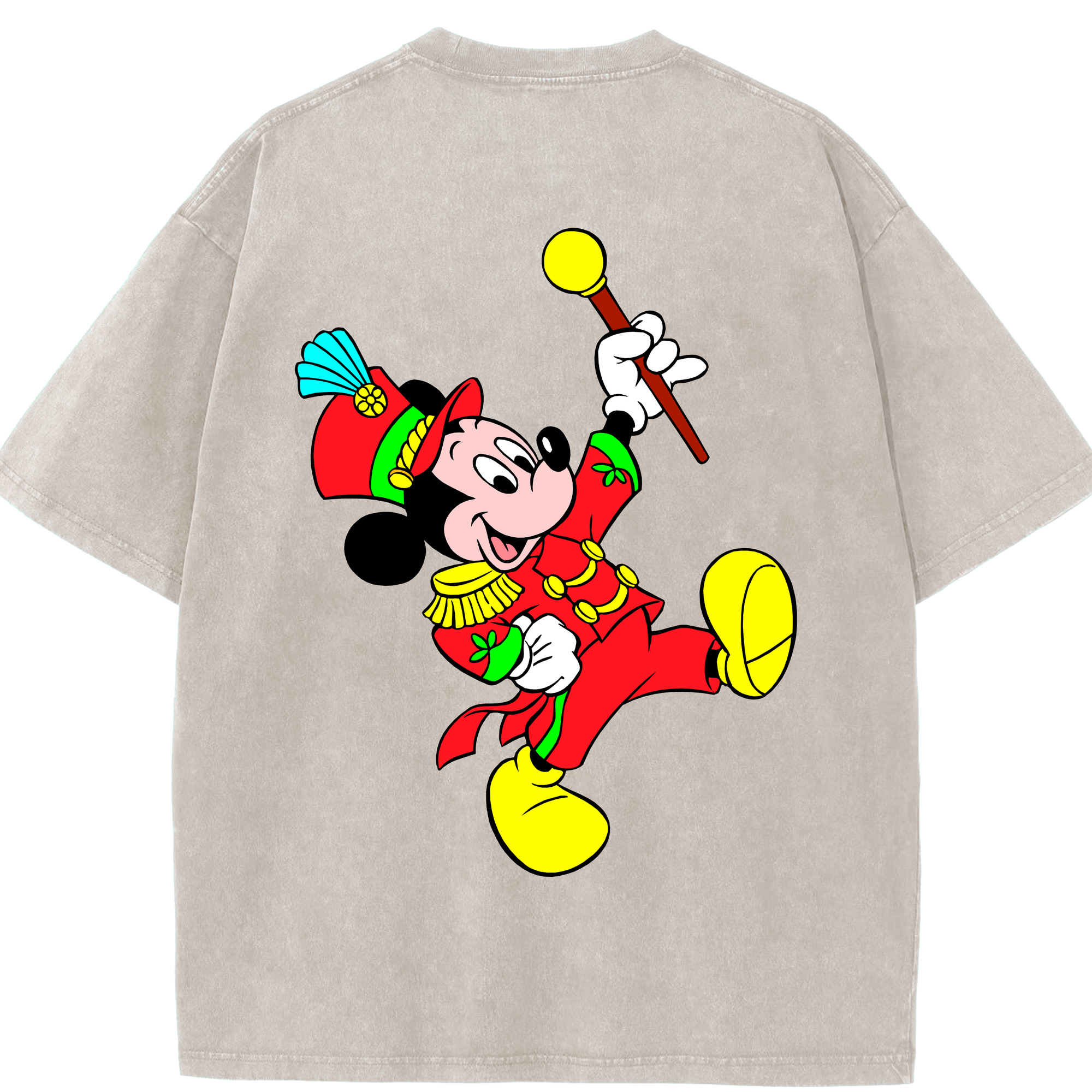 （画像用） ミッキーマウス Mickey Mouse 綿100% ヴィンテージ風 半袖Tシャツ（背面プリント）
