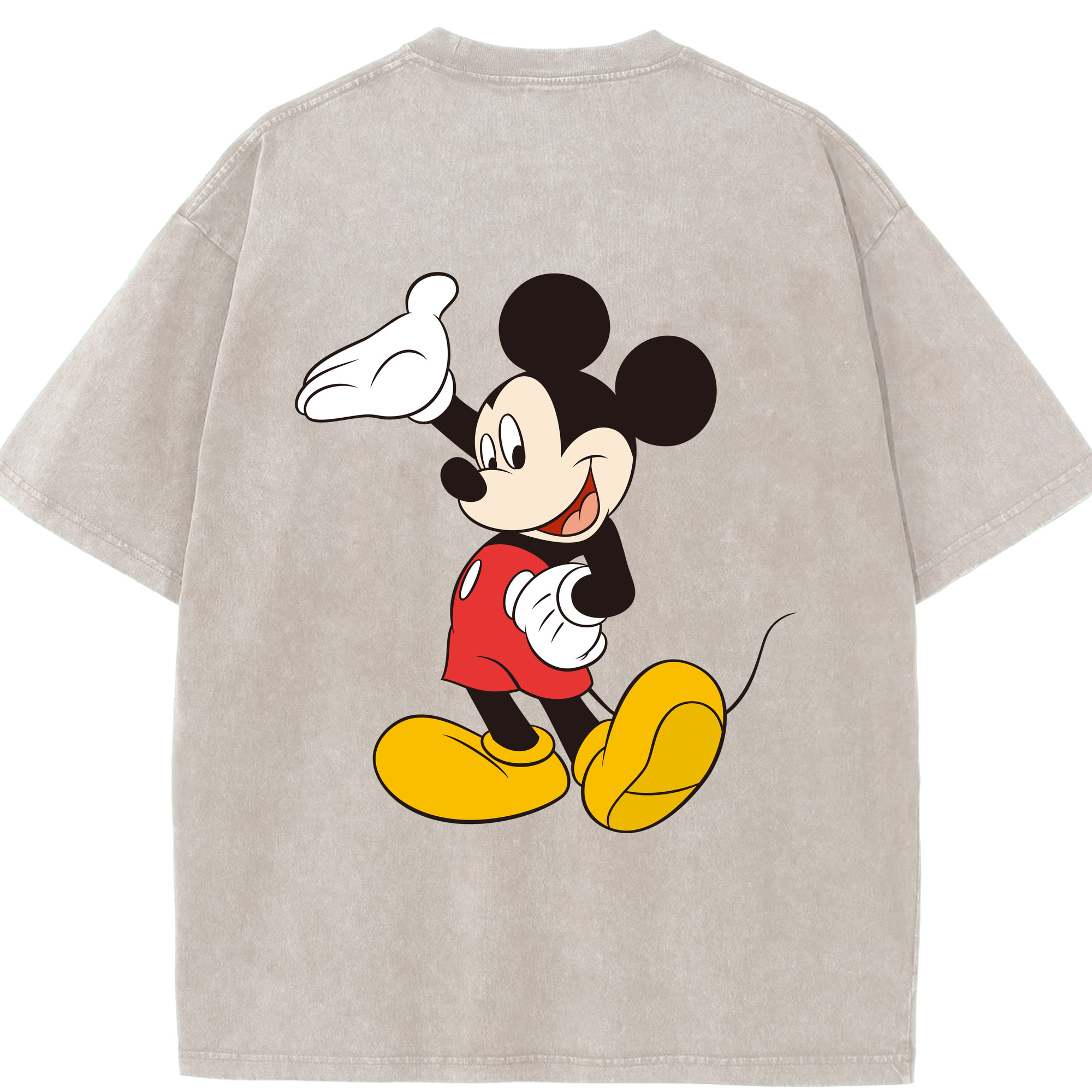 （画像用） ミッキーマウス Mickey Mouse 綿100% ヴィンテージ風 半袖Tシャツ（背面プリント）
