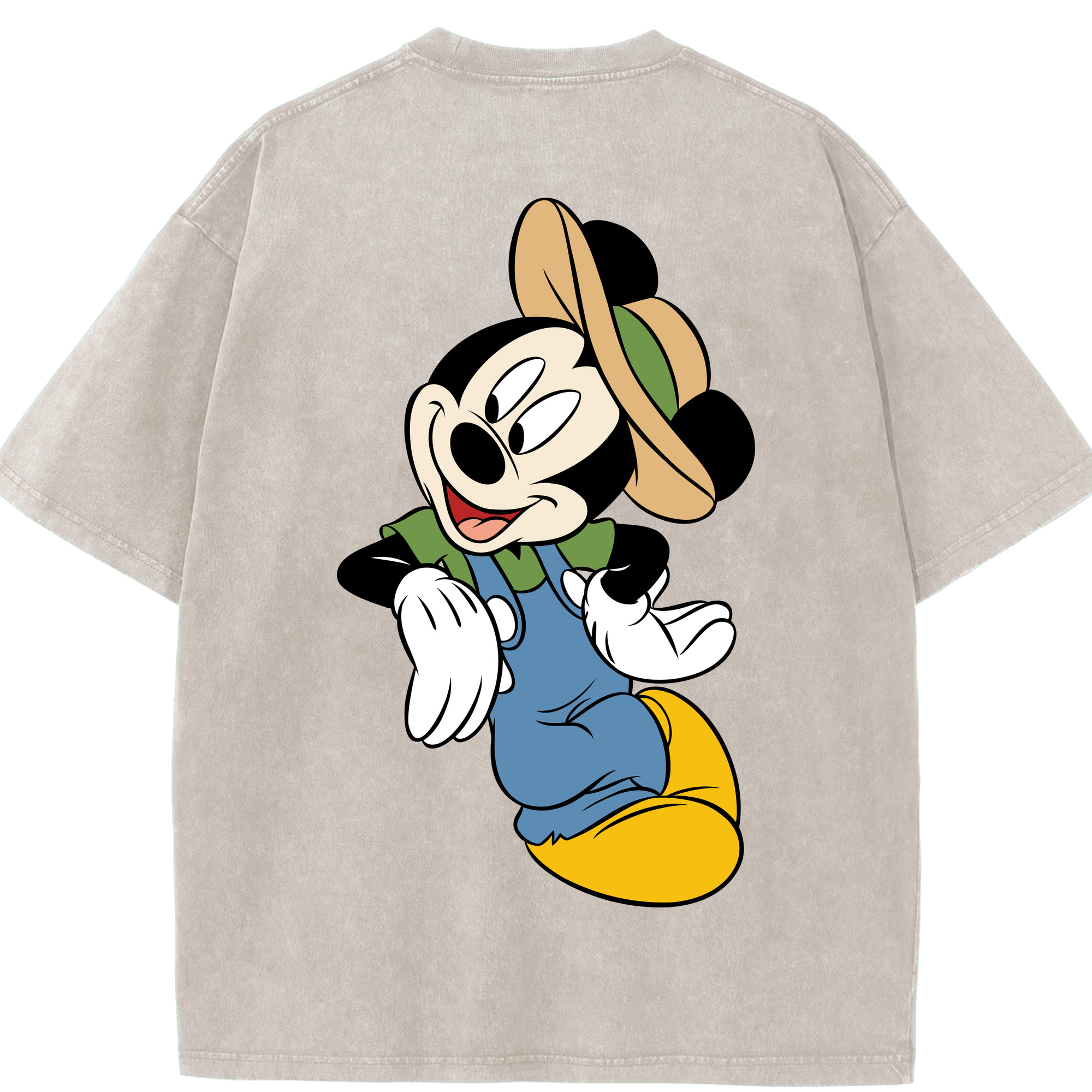 （画像用） ミッキーマウス Mickey Mouse 綿100% ヴィンテージ風 半袖Tシャツ（背面プリント）