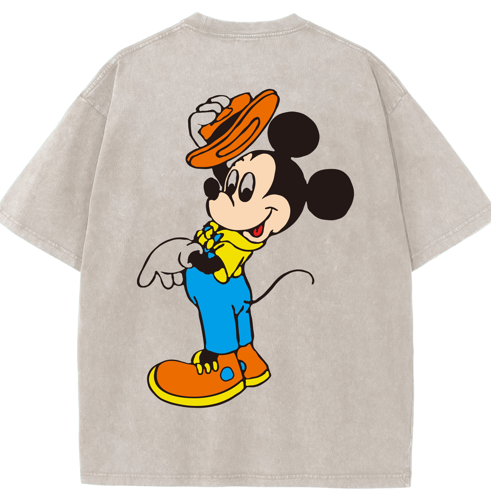 （画像用） ミッキーマウス Mickey Mouse 綿100% ヴィンテージ風 半袖Tシャツ（背面プリント）