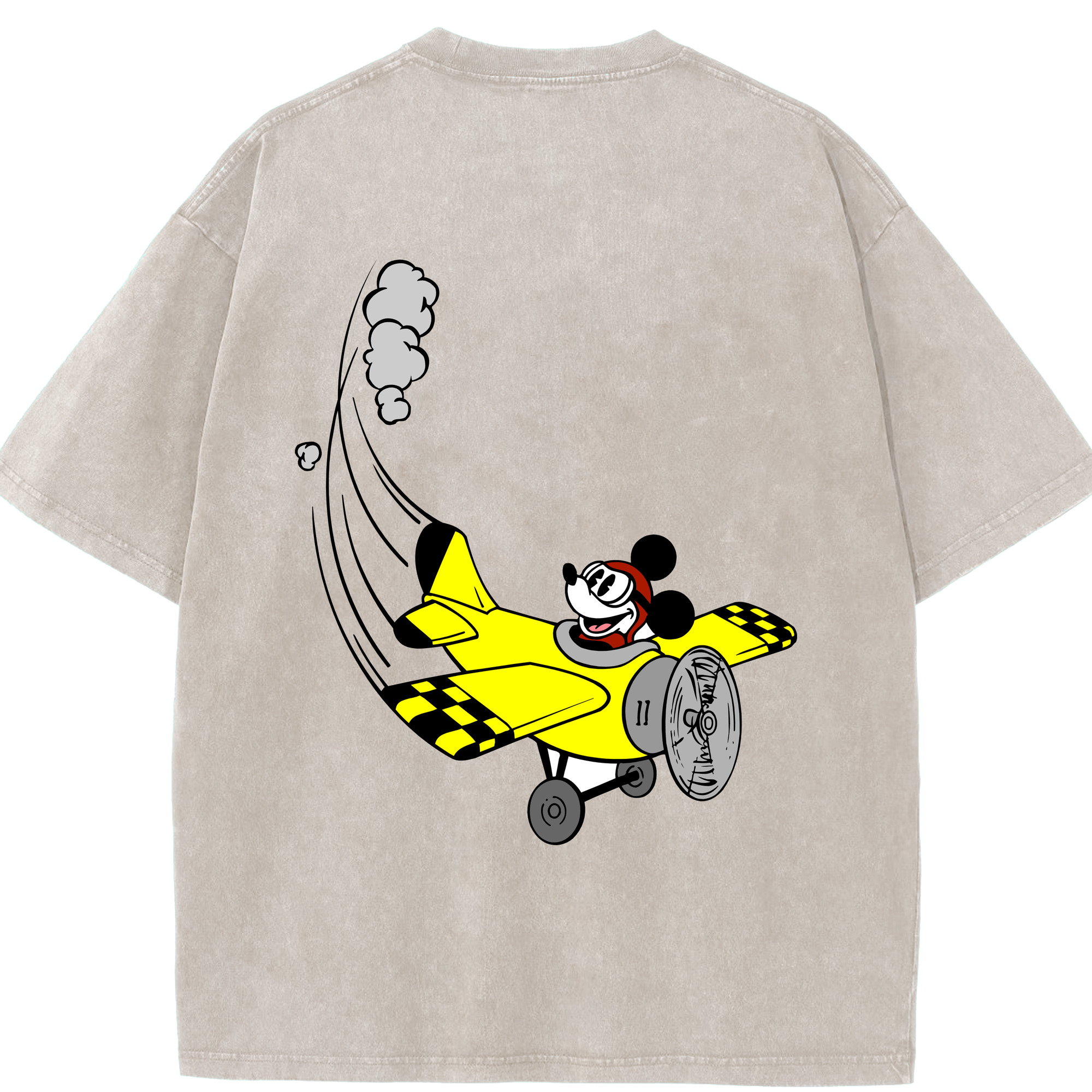 （画像用） ミッキーマウス Mickey Mouse 綿100% ヴィンテージ風 半袖Tシャツ（背面プリント）