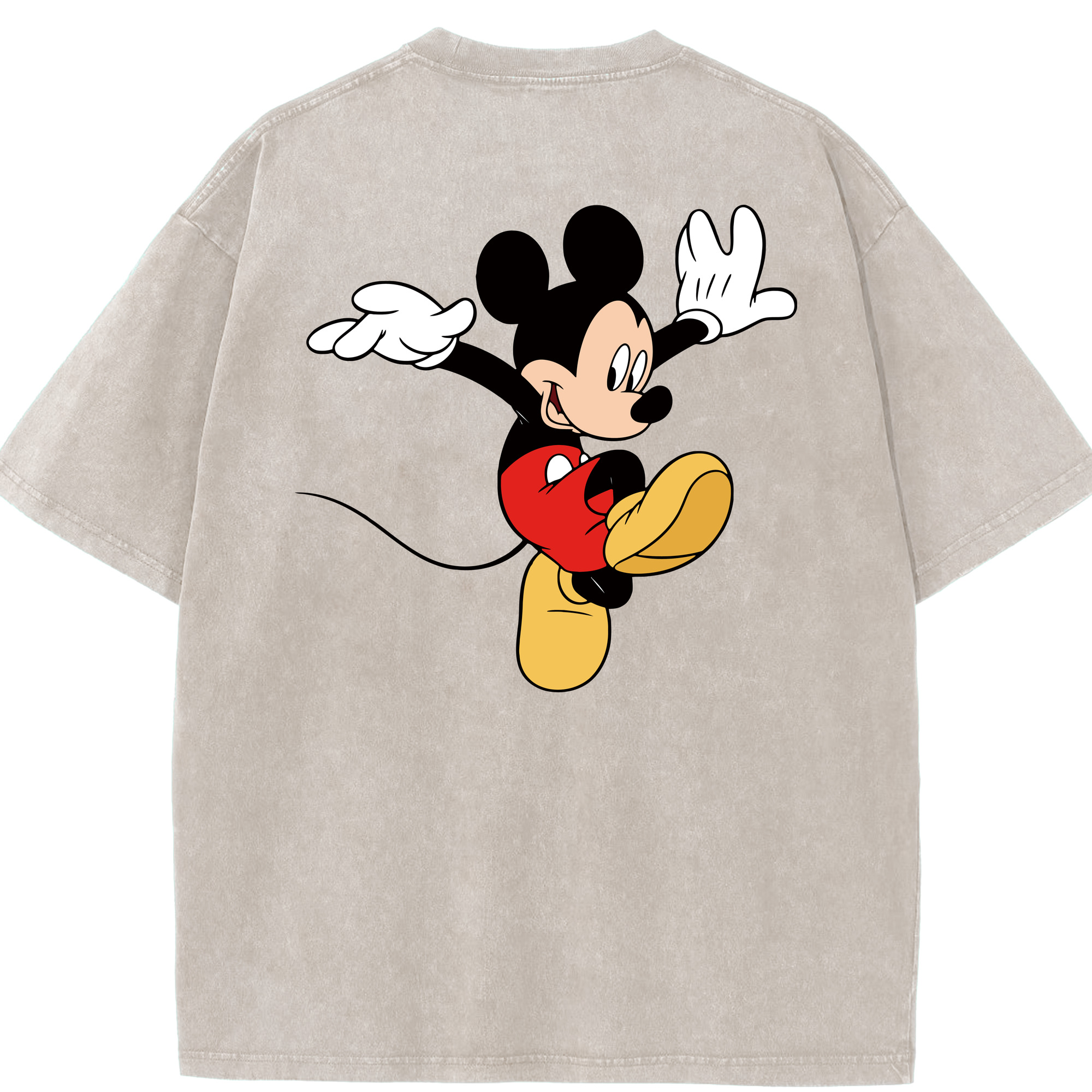 （画像用） ミッキーマウス Mickey Mouse 綿100% ヴィンテージ風 半袖Tシャツ（背面プリント）