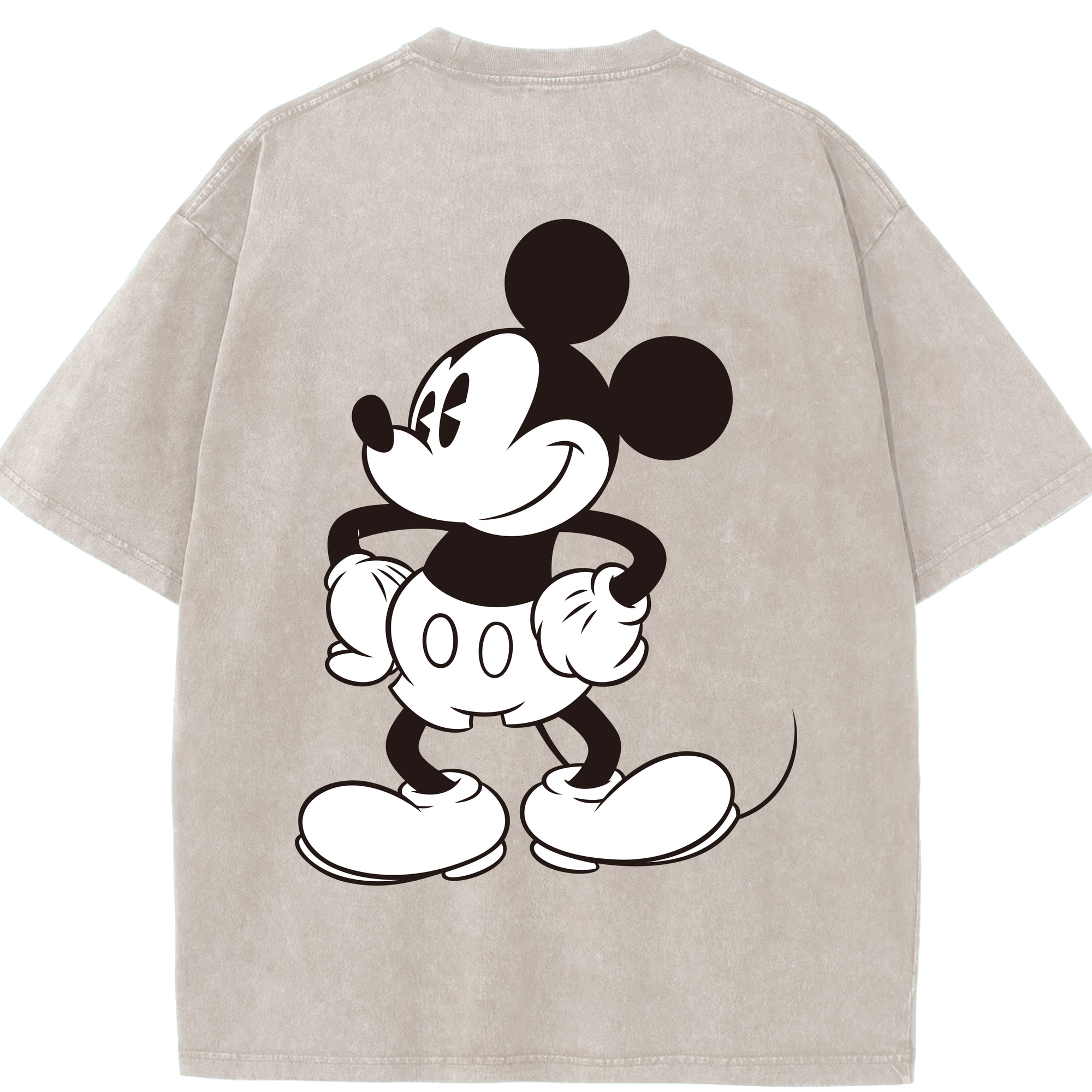 （画像用） ミッキーマウス Mickey Mouse 綿100% ヴィンテージ風 半袖Tシャツ（背面プリント）