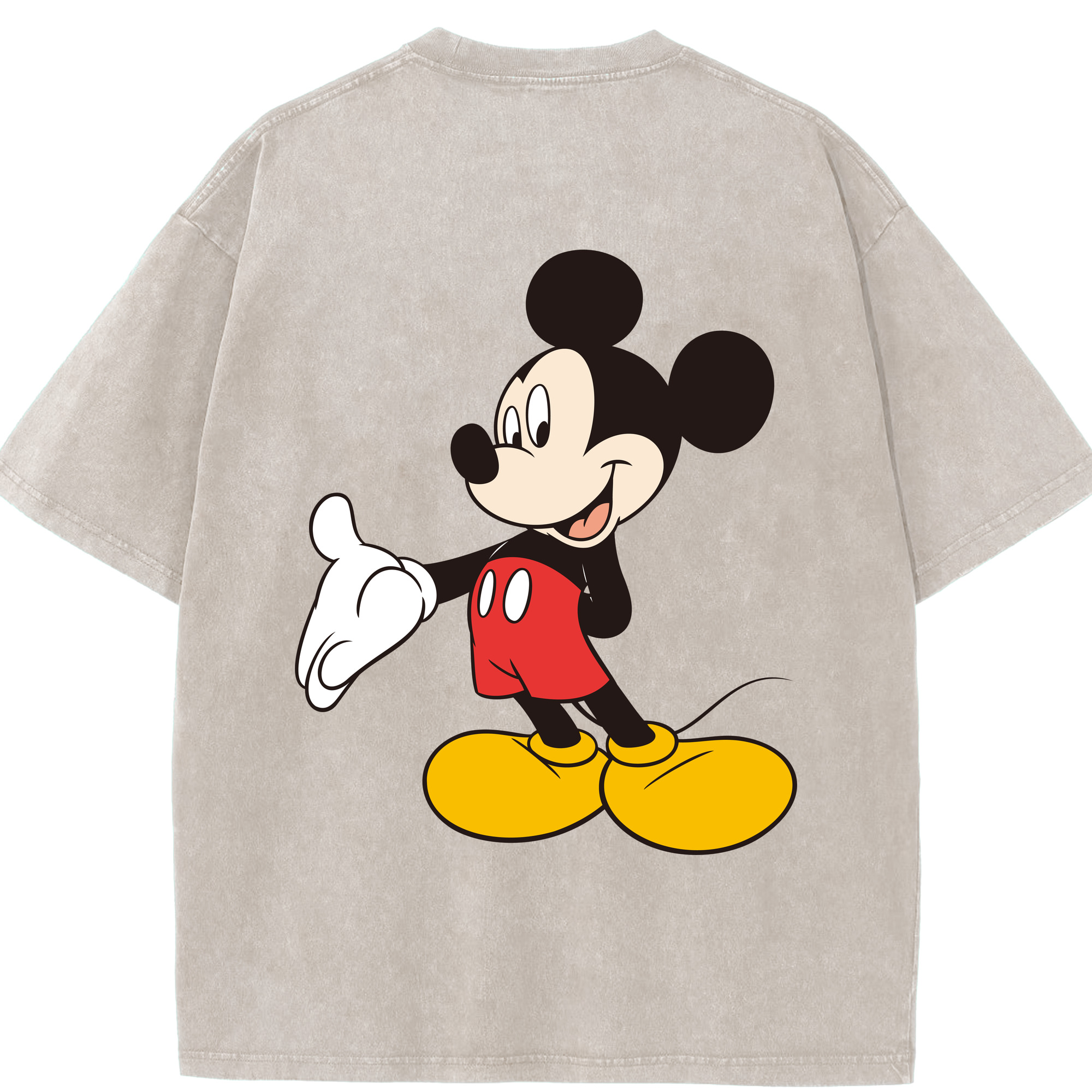 （画像用） ミッキーマウス Mickey Mouse 綿100% ヴィンテージ風 半袖Tシャツ（背面プリント）