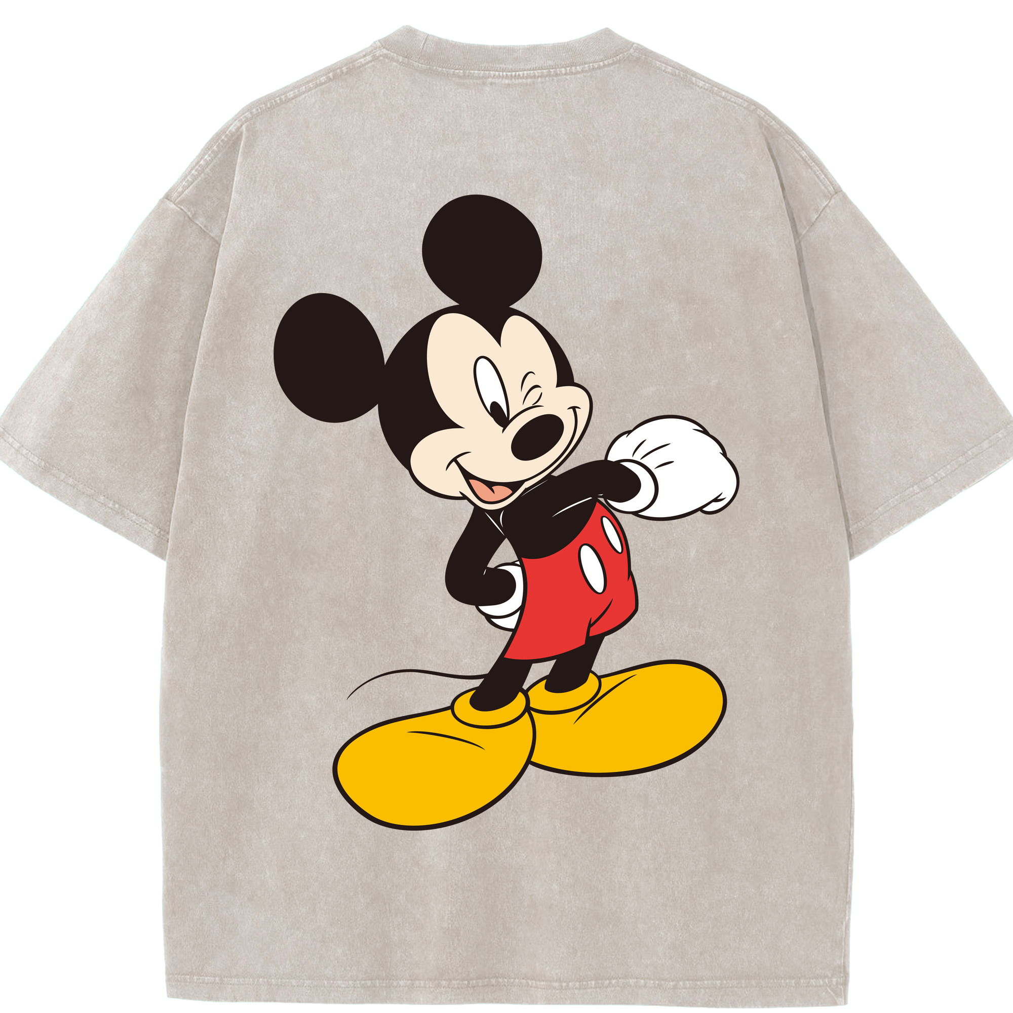 （画像用） ミッキーマウス Mickey Mouse 綿100% ヴィンテージ風 半袖Tシャツ（背面プリント）