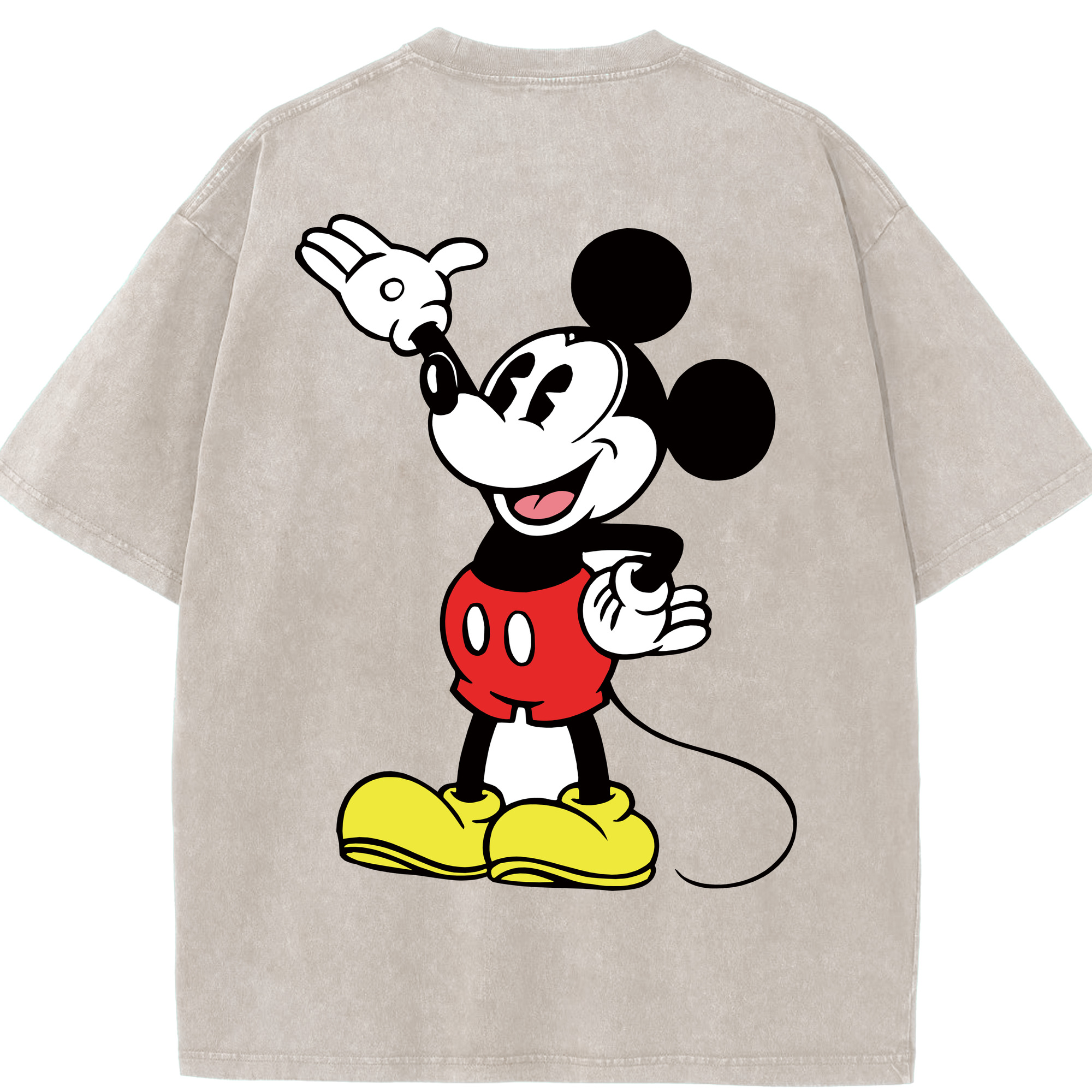 （画像用） ミッキーマウス Mickey Mouse 綿100% ヴィンテージ風 半袖Tシャツ（背面プリント）