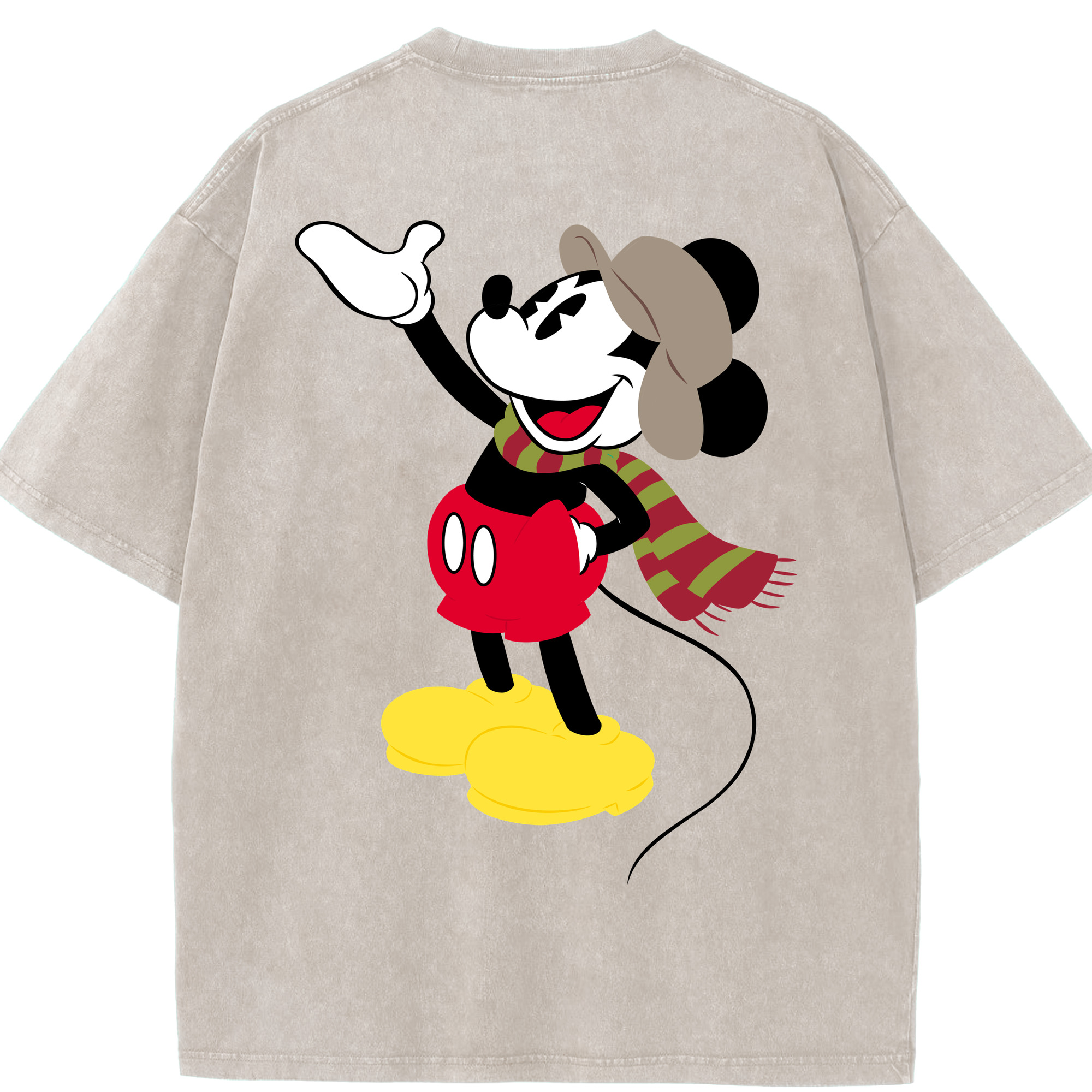 （画像用） ミッキーマウス Mickey Mouse 綿100% ヴィンテージ風 半袖Tシャツ（背面プリント）