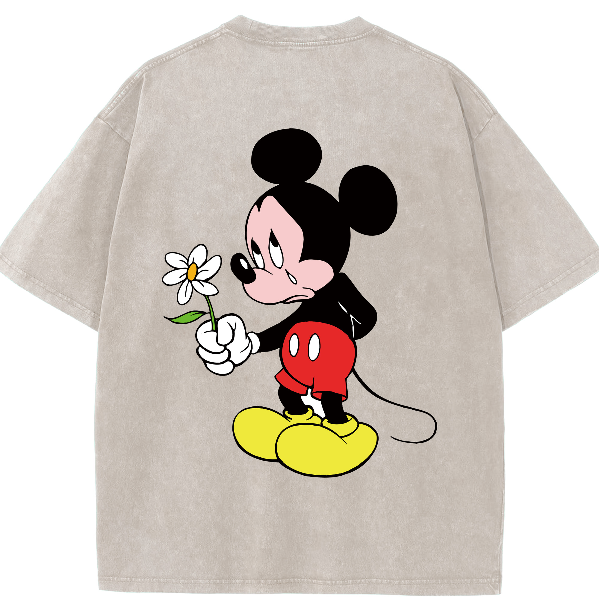（画像用） ミッキーマウス Mickey Mouse 綿100% ヴィンテージ風 半袖Tシャツ（背面プリント）