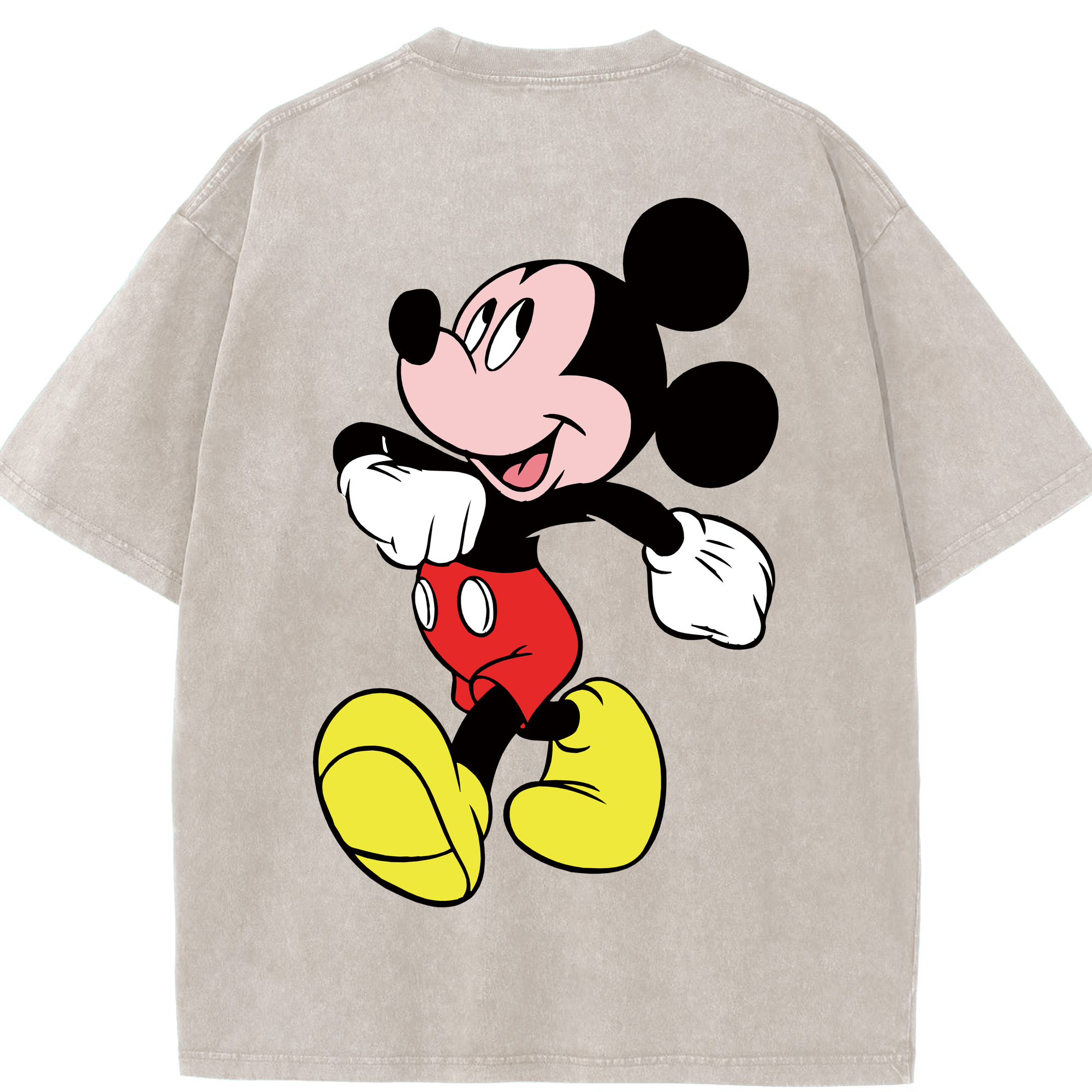 （画像用） ミッキーマウス Mickey Mouse 綿100% ヴィンテージ風 半袖Tシャツ（背面プリント）